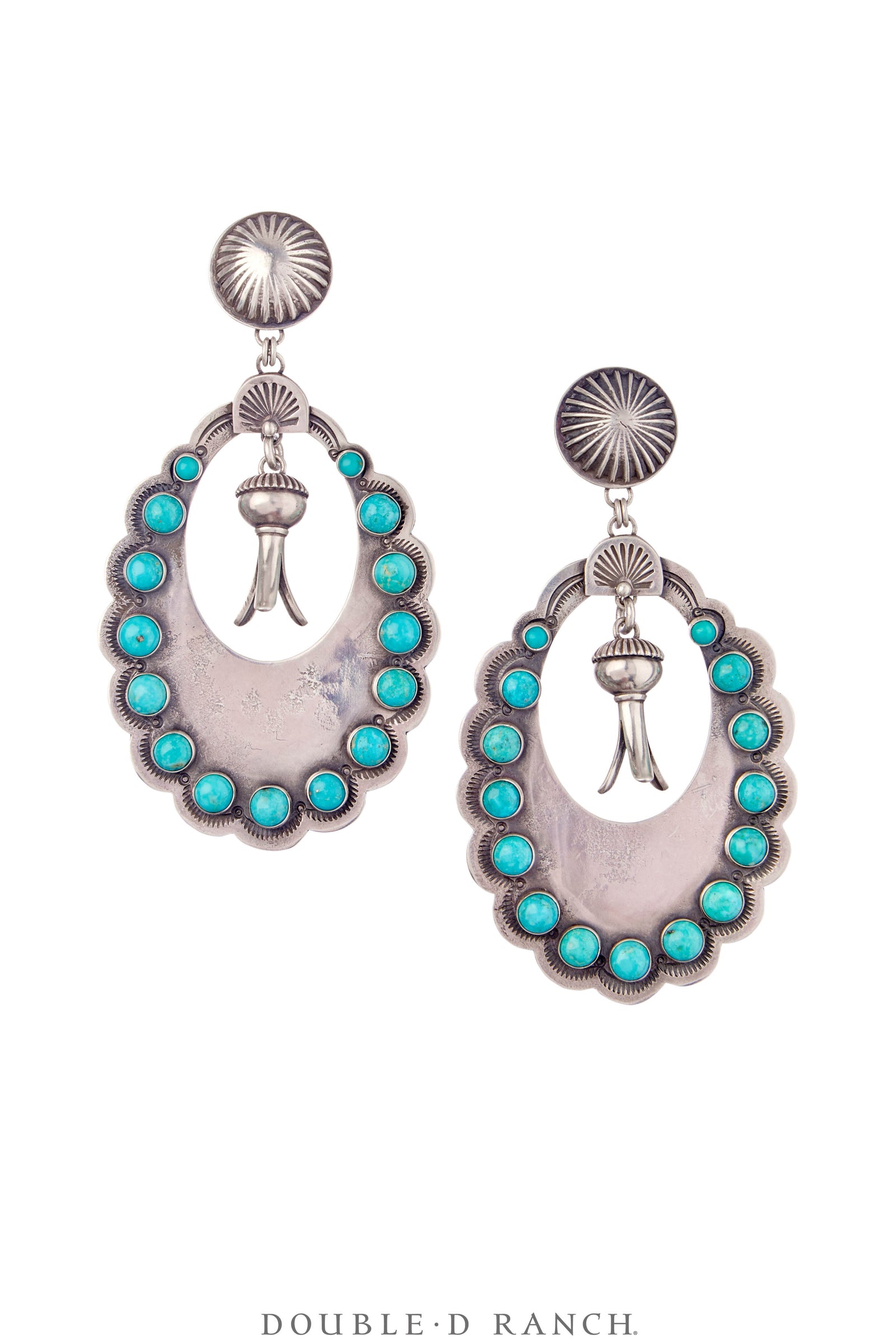 Earrings, Hoop, Turquoise, Dennis Hogan Hallmark, Contemporary, 1450B