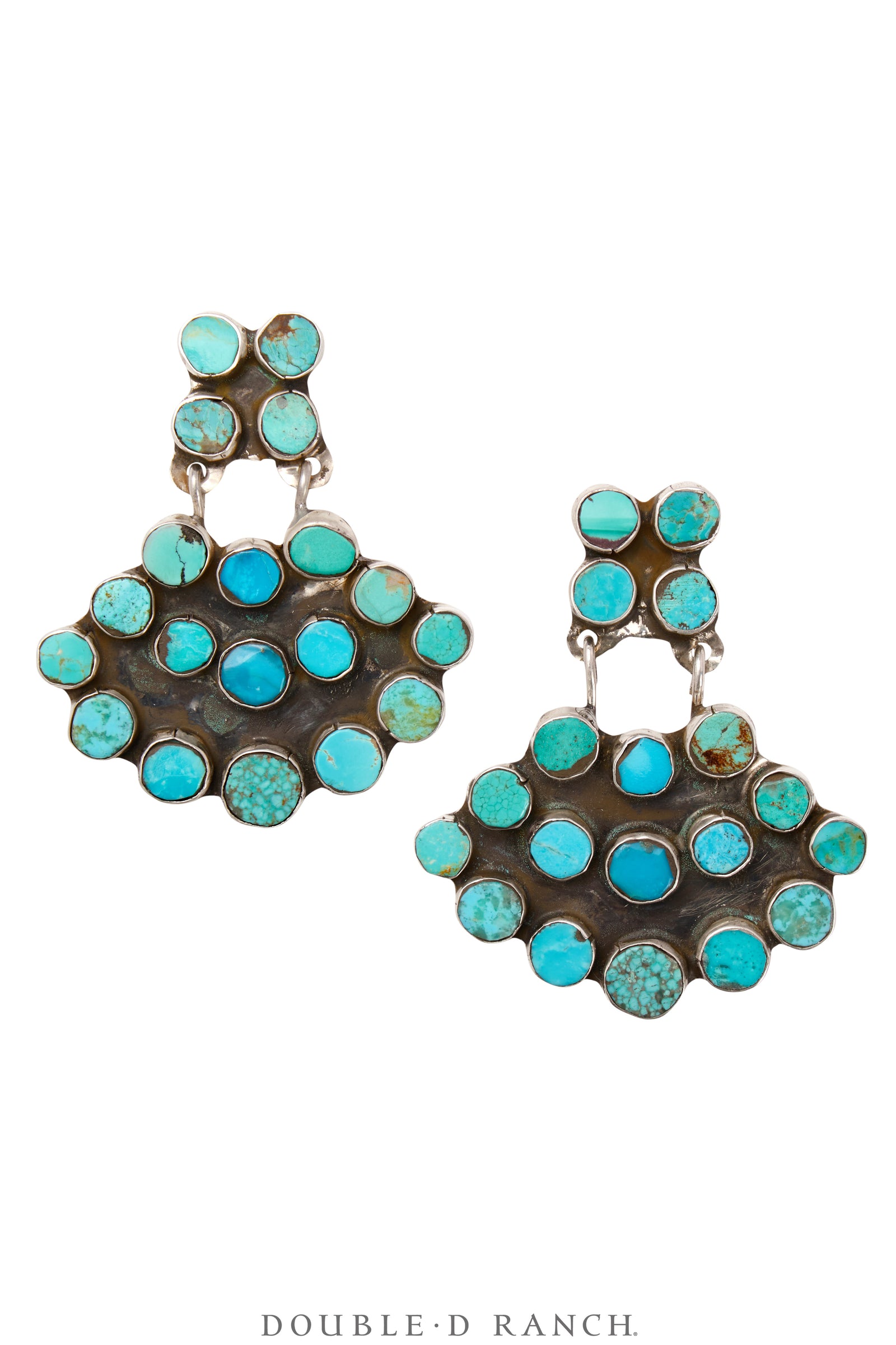 Earrings, Oscar Betz, Chandelier, Turquoise, Sweeps, Hallmark, Contemporary, 1807