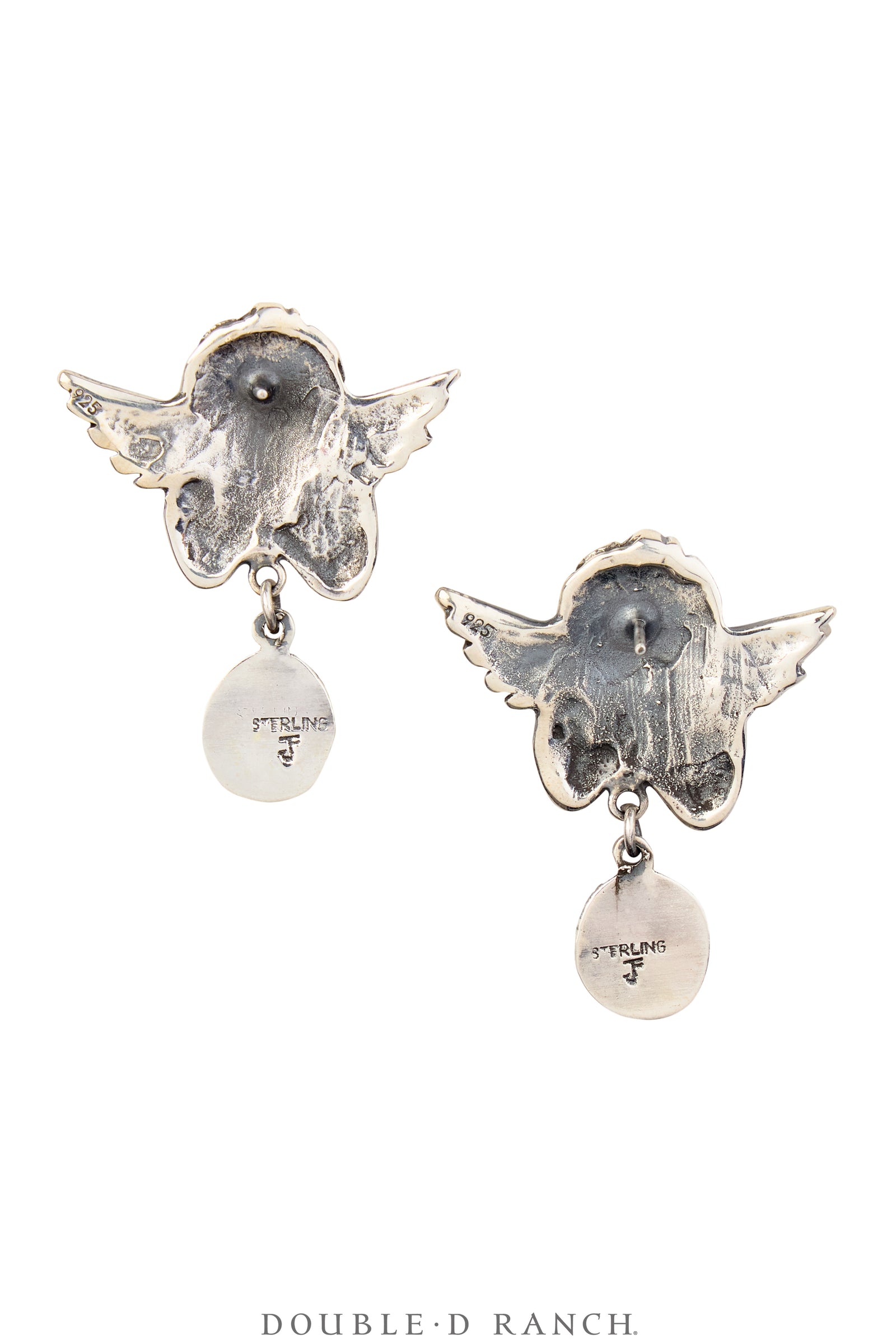 Earrings, Federico, Drop, Turquoise & Sterling Silver, Cherubs, Hallmark, Contemporary, 1910