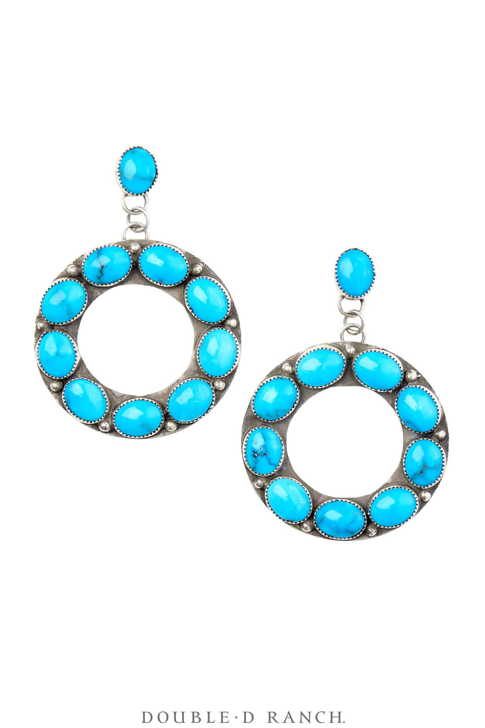 Earrings, Hoops, Turquoise, Hallmark, Contemporary, 1951