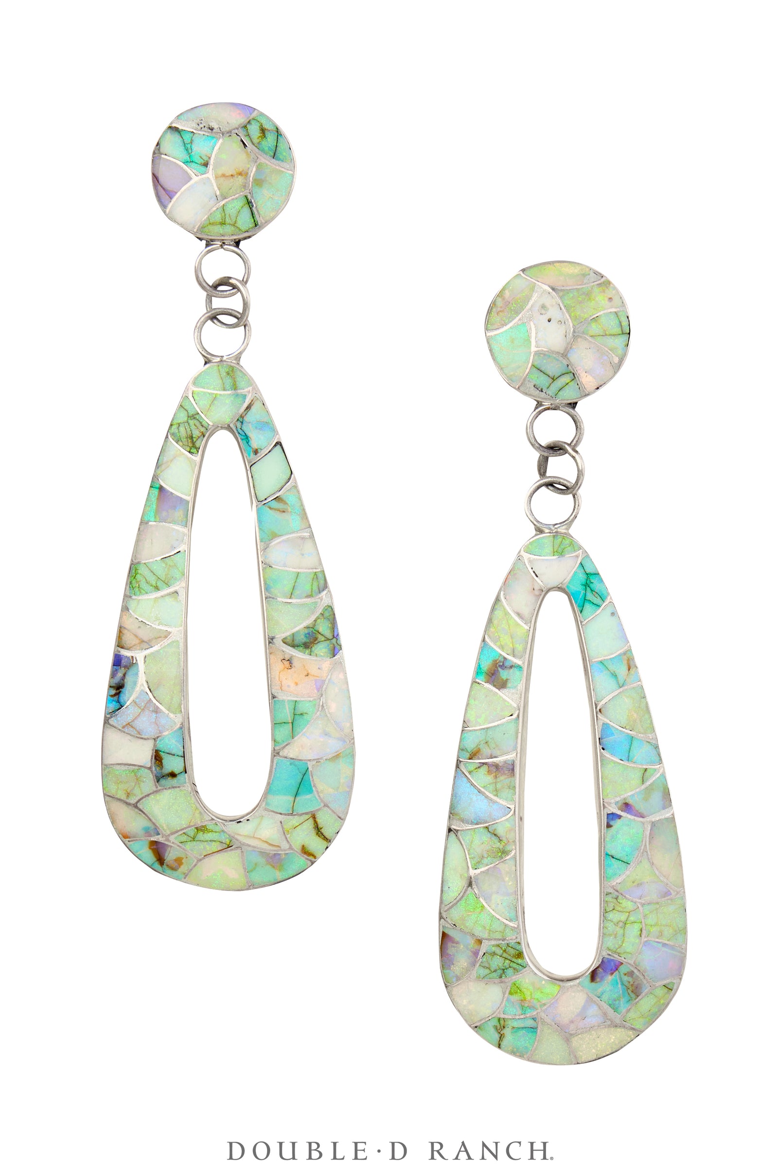 Earrings, Inlay, Opal, Fishscale, Haloo Hallmark, Contemporary, 1979