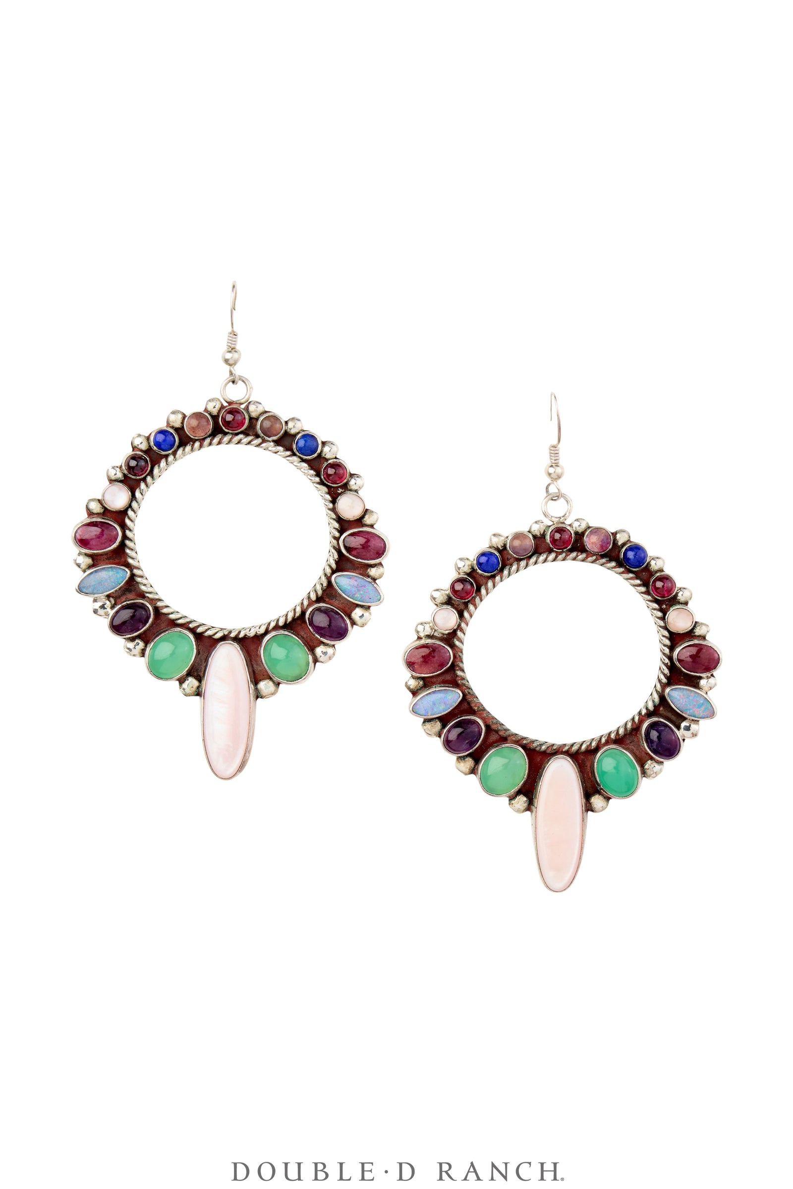 Earrings, Hoop, Multi Stone, Hallmark, Contemporary, 2002