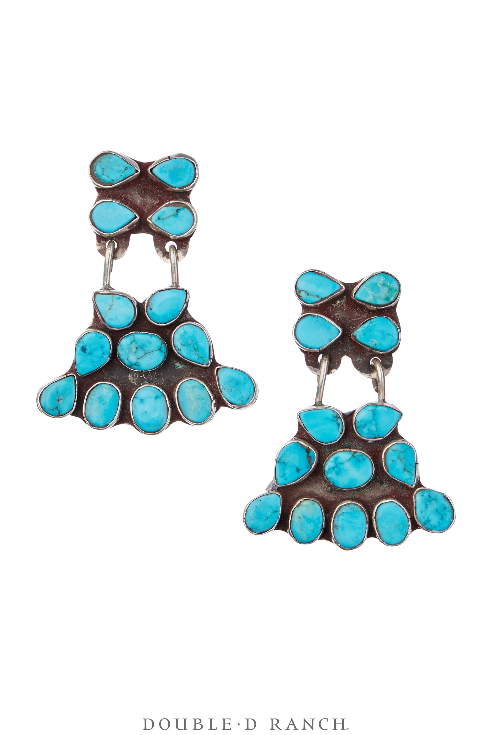 Earrings, Oscar Betz, Fan, Turquoise, Hallmark, 2044