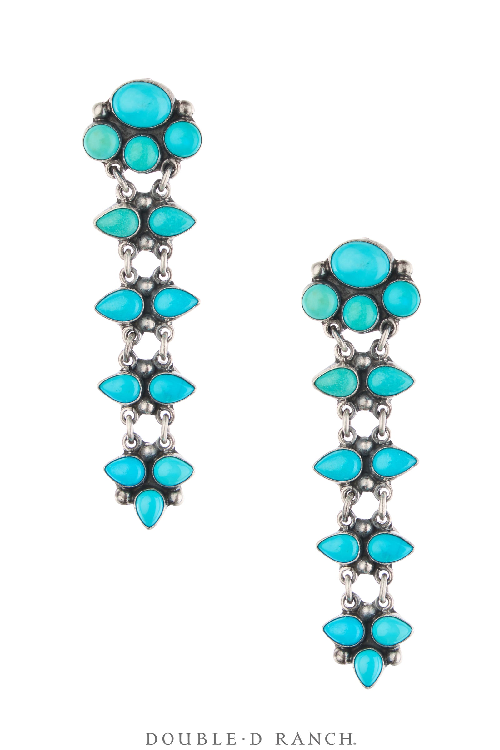 Earrings, Federico, Tiered, Turquoise, Hallmark, Vintage, Estate, 2162
