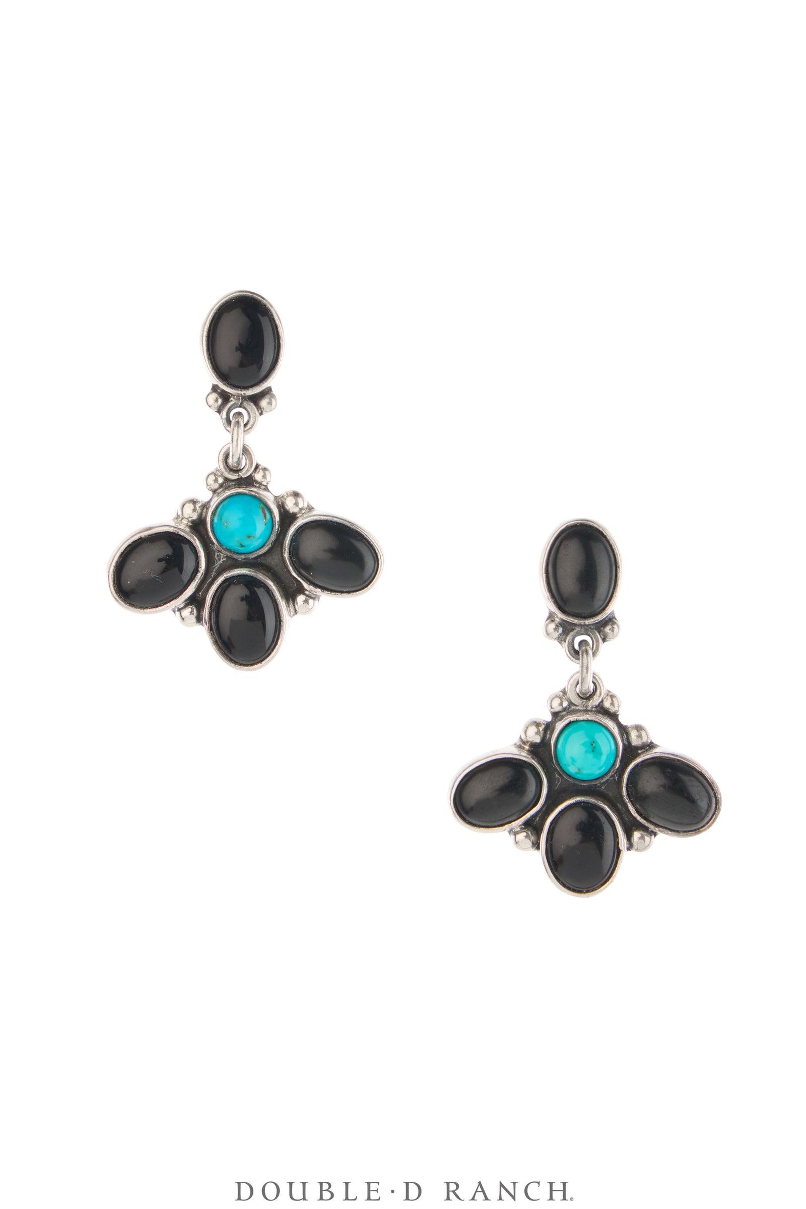 Earrings, Federico, Drop, Turquoise, Onyx, Hallmark, Contemporary, 2208