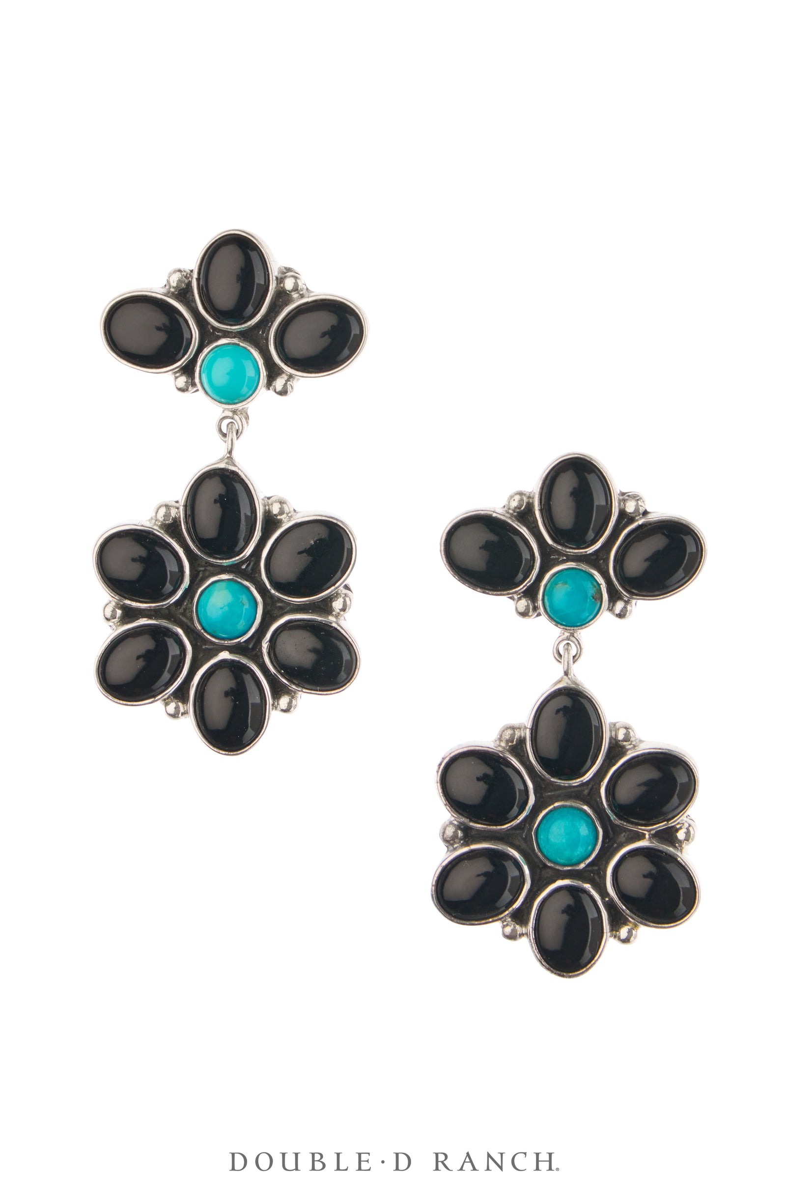 Earrings, Federico, Drop, Turquoise, Onyx, Hallmark, Contemporary, 2209