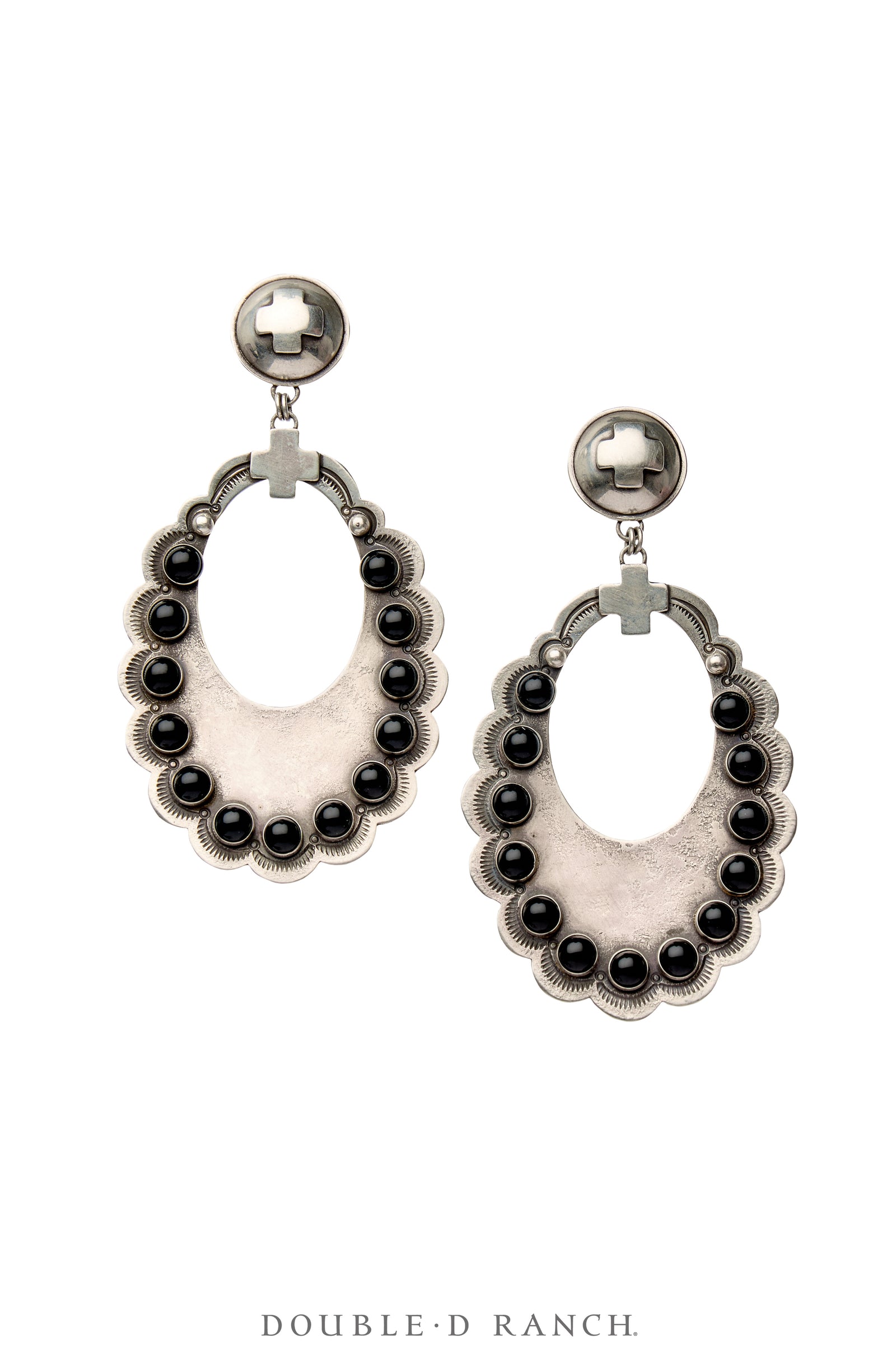 Earrings, Hoop, Sterling Silver & Onyx, Dennis Hogan, 551E