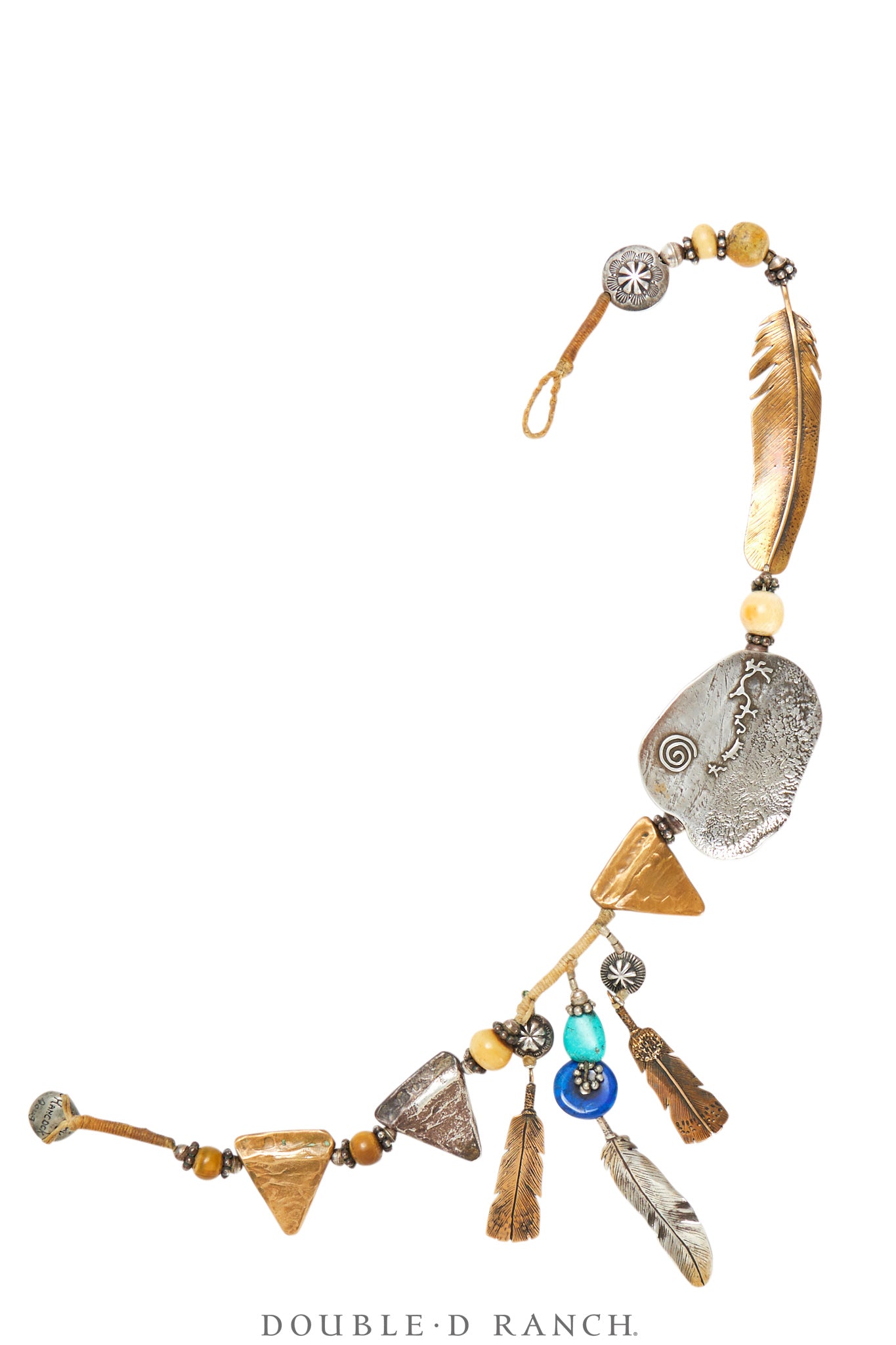 Necklace, Mummy's Bundle, Collar, Turquoise & Lapis With Mixed Metals, Hallmark, Vintage, 3317