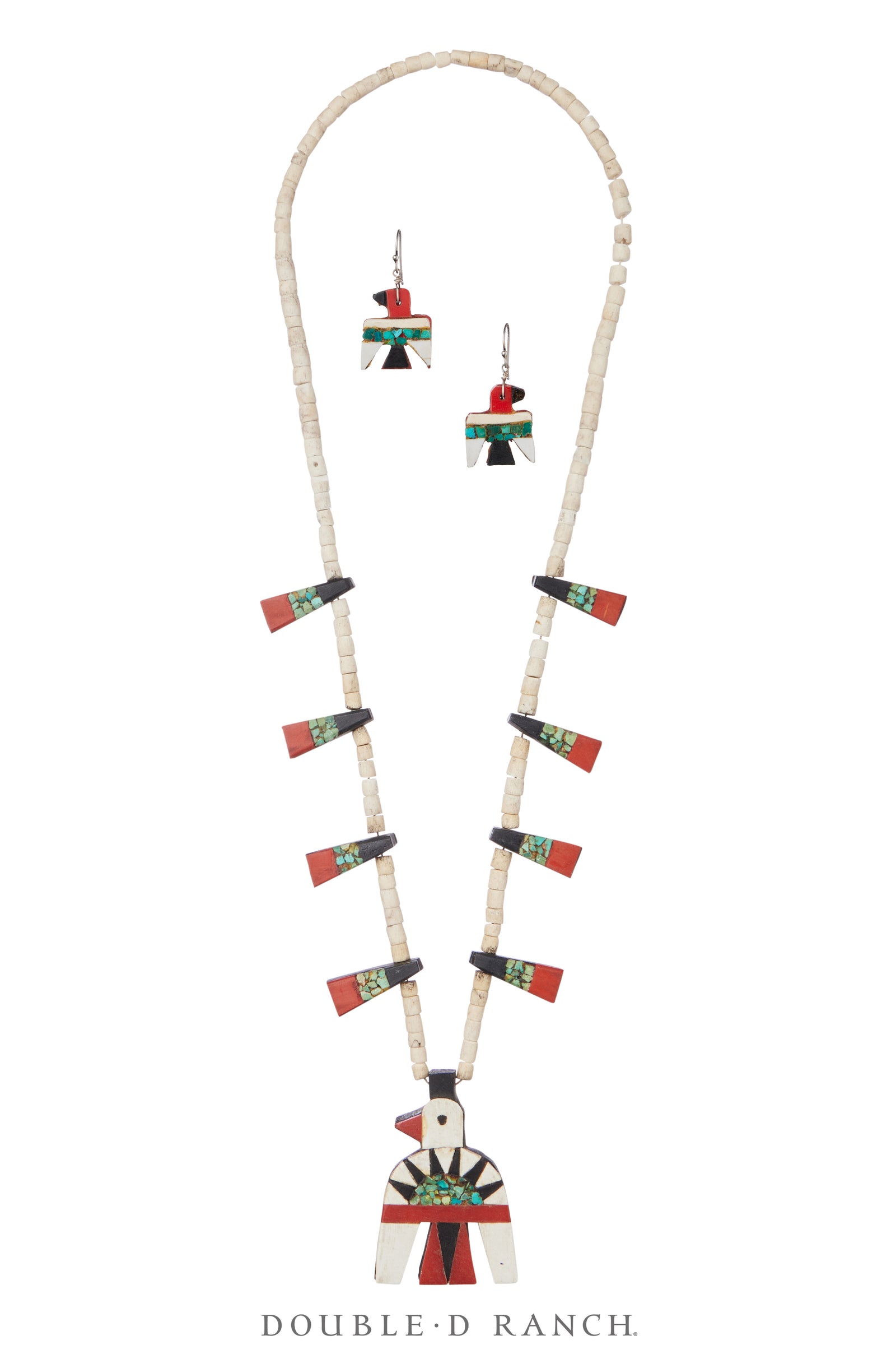 Necklace, Thunderbird, Santo Domingo Depression, Battery Bird, With Matching Earrings, Vintage, 1940's, 3453