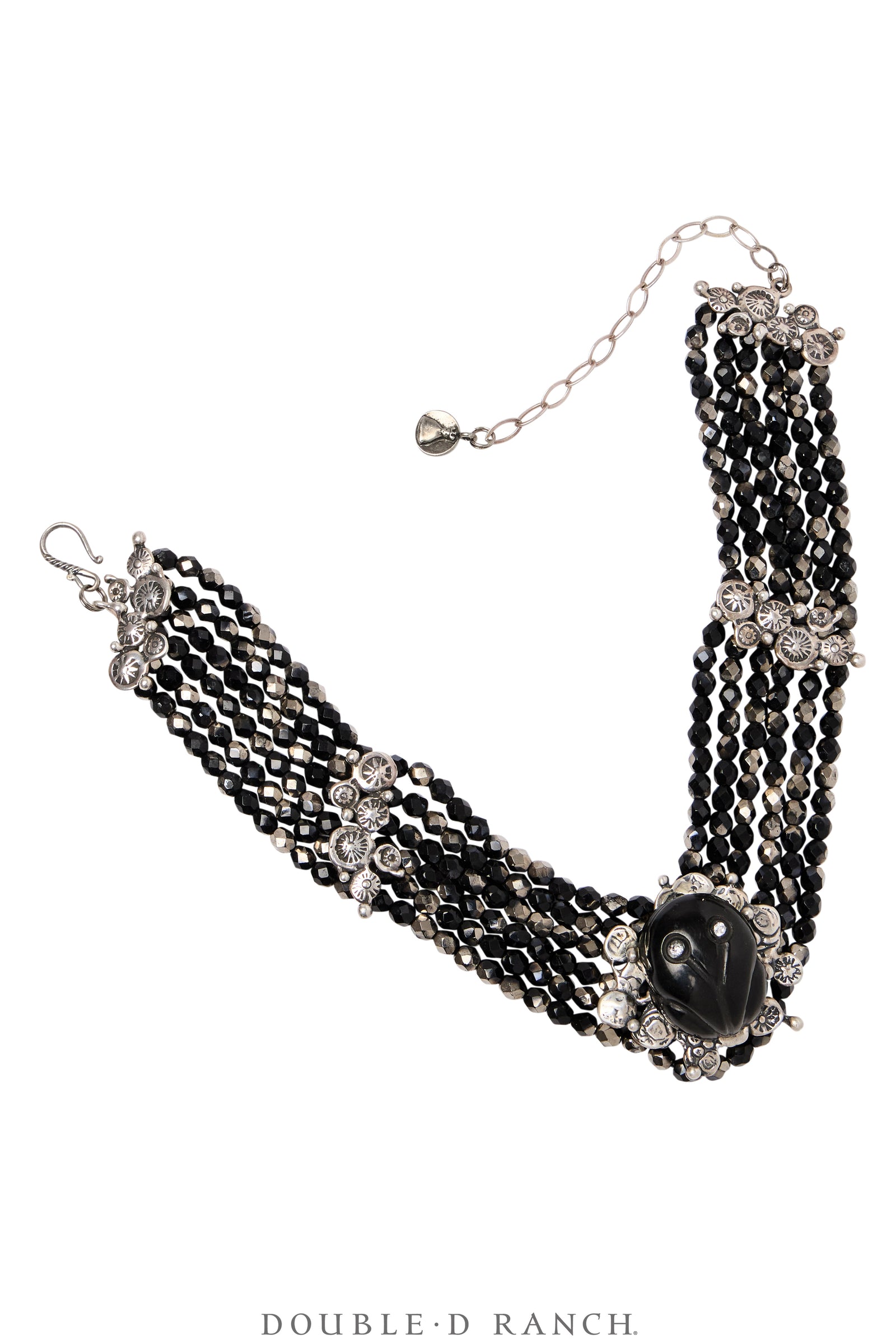 Necklace, Mummy's Bundle, Collar, Jet Faceted, Frog Fetish, Hallmark, Vintage, 3467