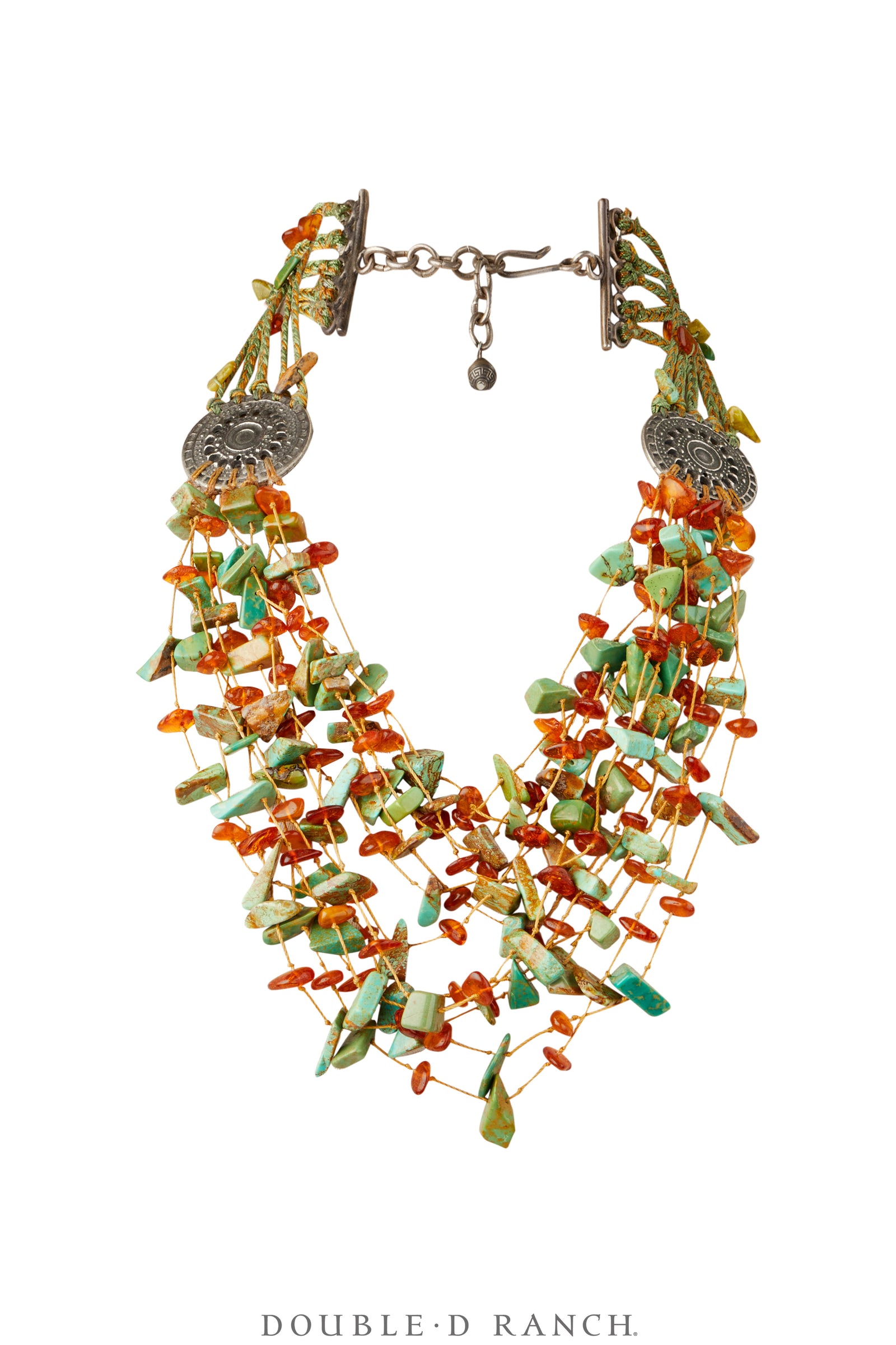 Necklace, Natural Stone, Nugget, Turquoise & Amber, Vintage, 3586