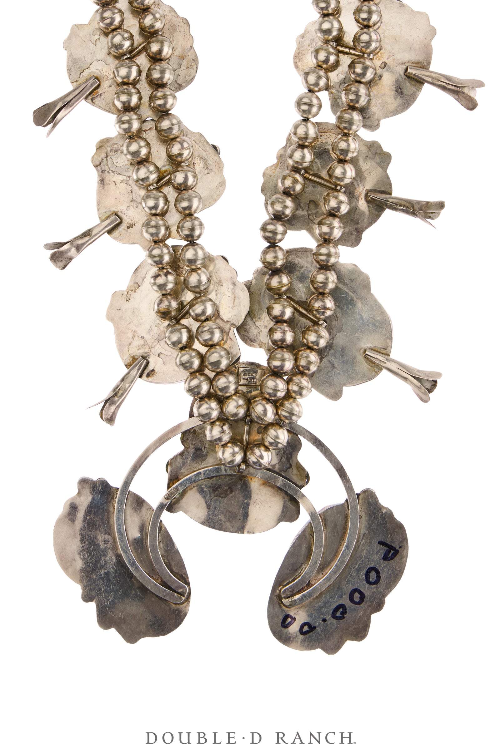 Necklace, Squash Blossom, Turquoise, Large Free-Form Stones, Hallmark, Vintage, 3698