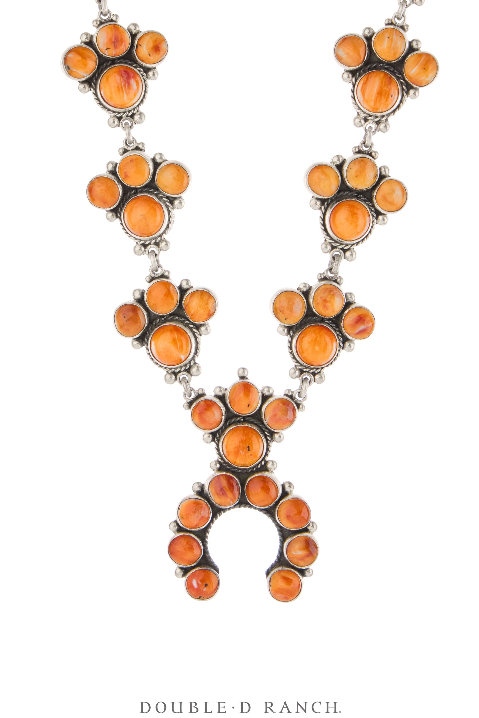 Necklace, Federico, Squash Blossom, Orange Spiny Oyster, Mini, Hallmark, Contemporary, 3745