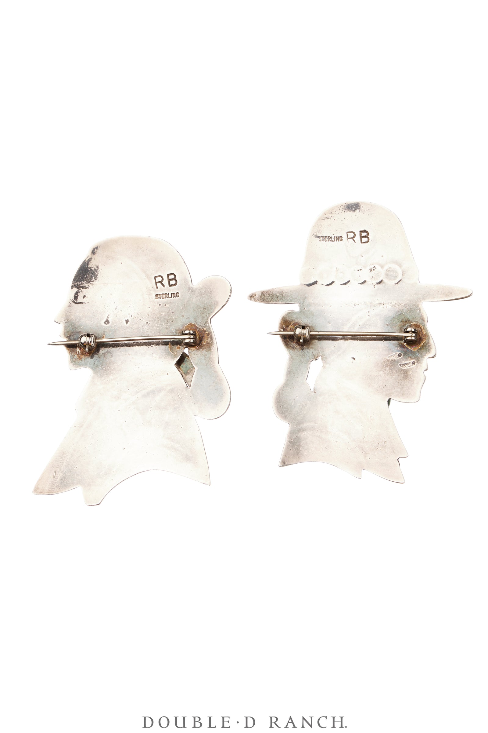 Pins, Novelty, Turquoise & Mixed Stones, Navajo Couple Profiles, Hallmark, Vintage, 1181