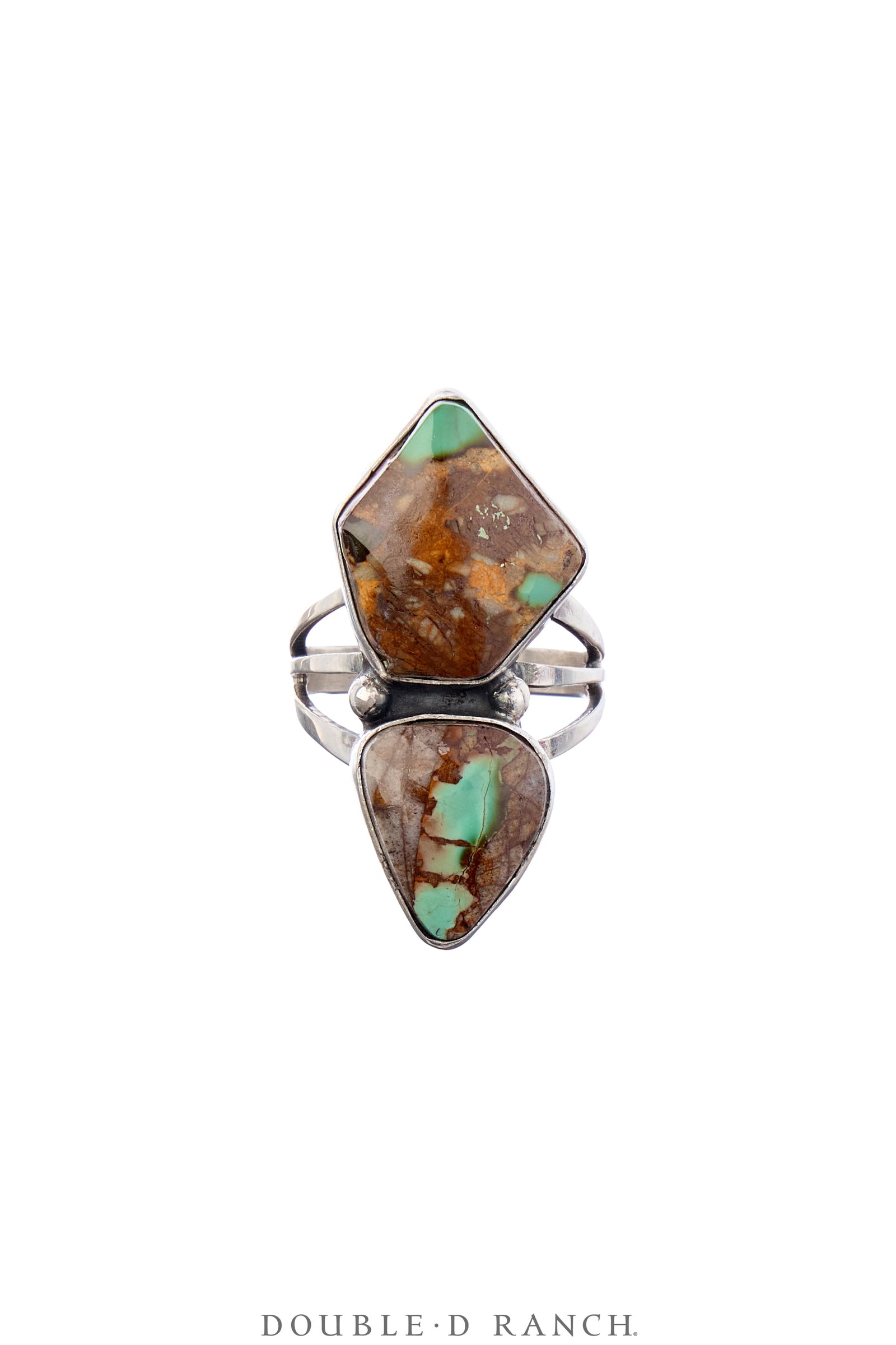 Ring, Natural Stone, Ribbon Turquoise, Double Stone, Hallmark, Contemporary, 1770