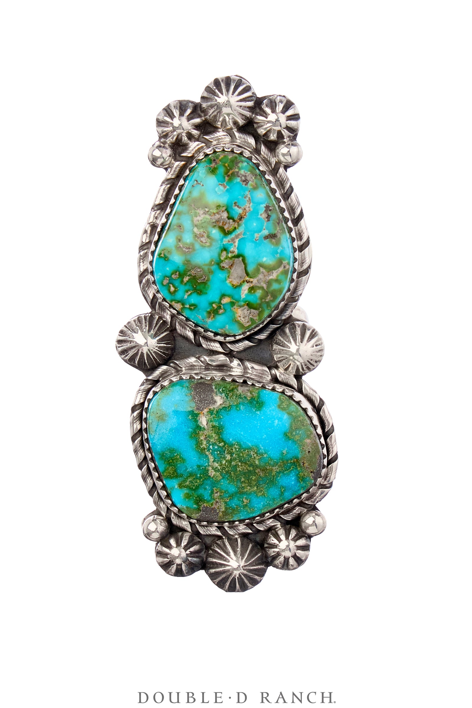 Ring, Natural Stone, Turquoise, Double Stone, Hallmark, Contemporary, 1773