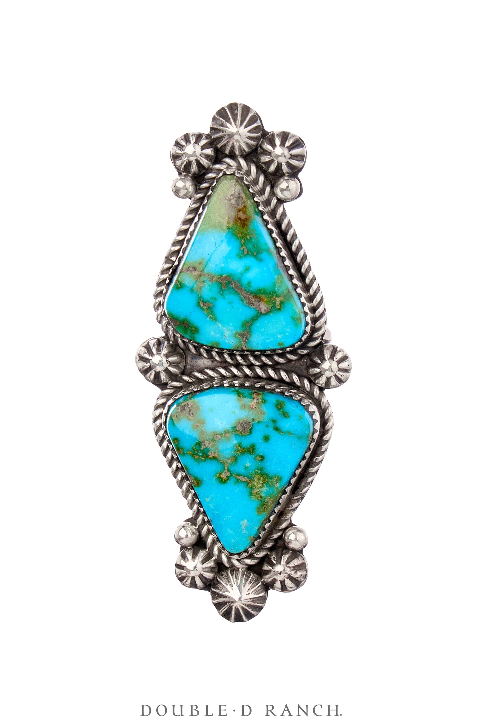 Ring, Natural Stone, Turquoise, Double Stone, Hallmark, Contemporary, 9, 1779