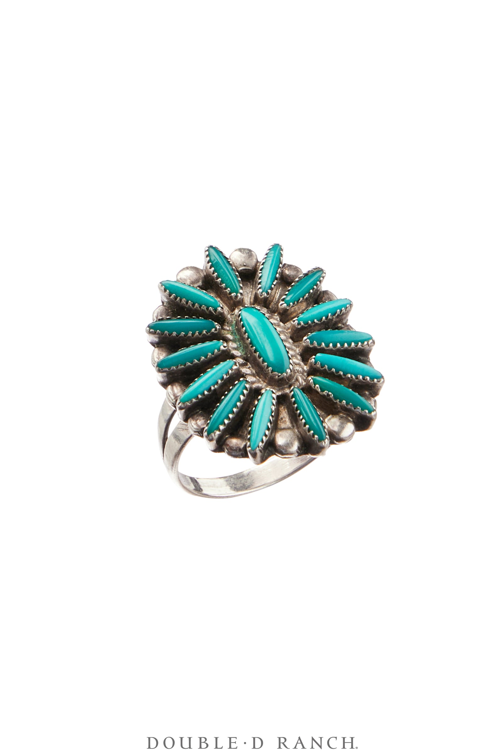 Ring, Cluster, Turquoise, Hallmark, Vintage 6.5, 1820