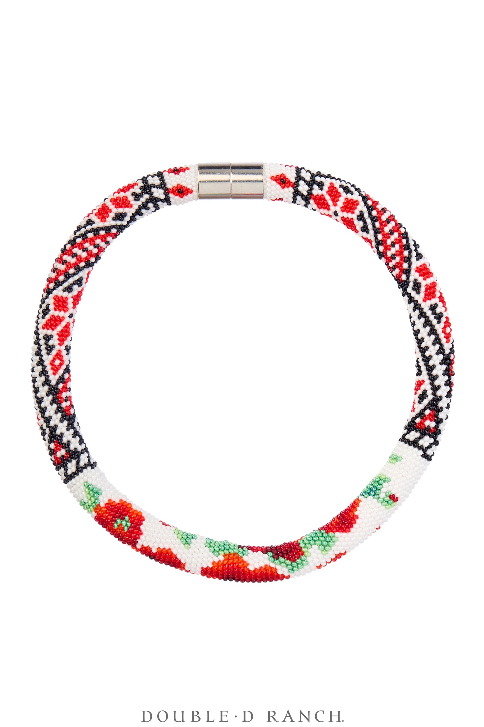 Necklace, Woven Bead, Glass, Choker, Floral Motif, Contemporary, 3592