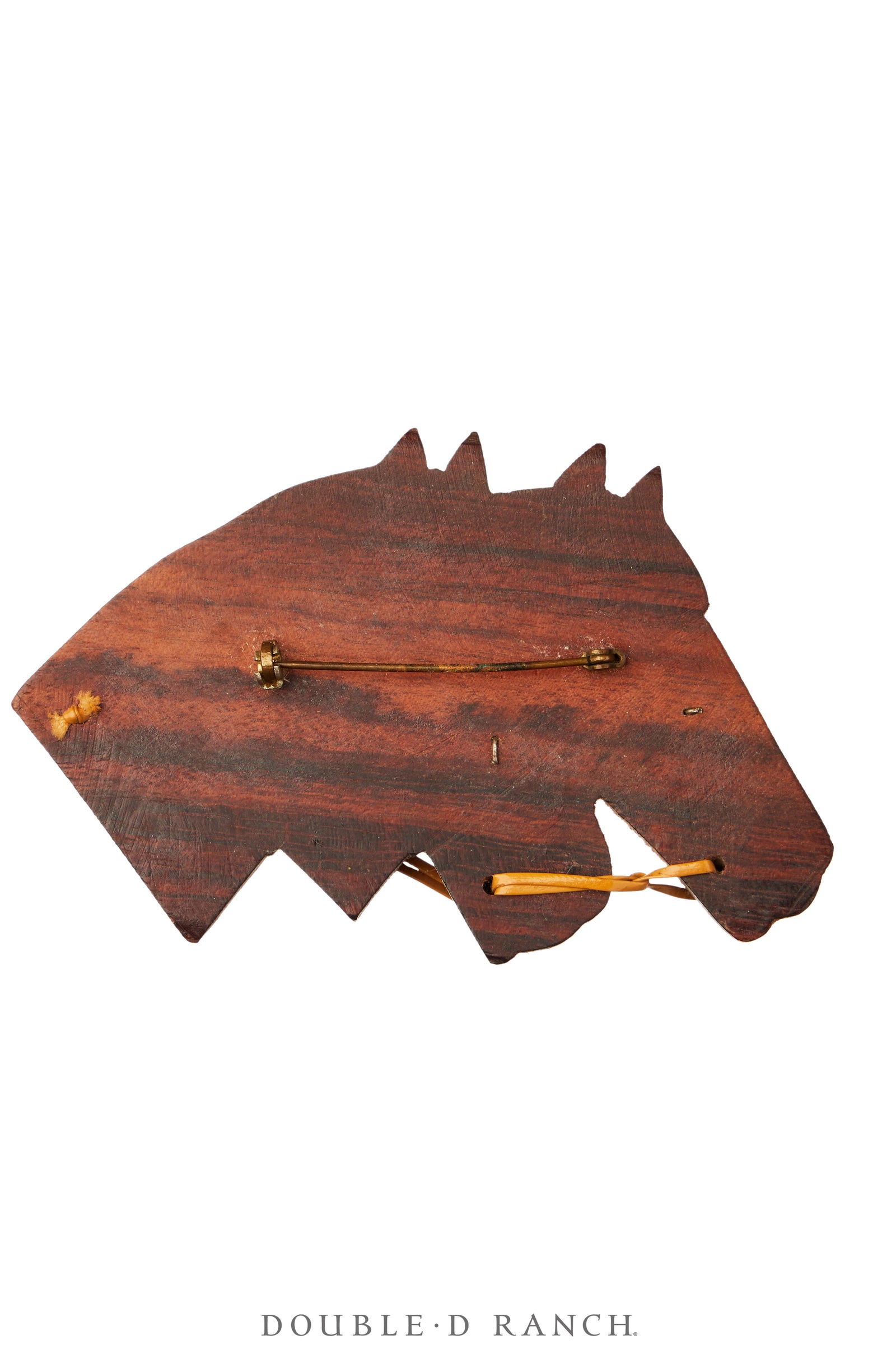 Pin, Wood, Horses With Reins, Vintage, Mid Century, 1207