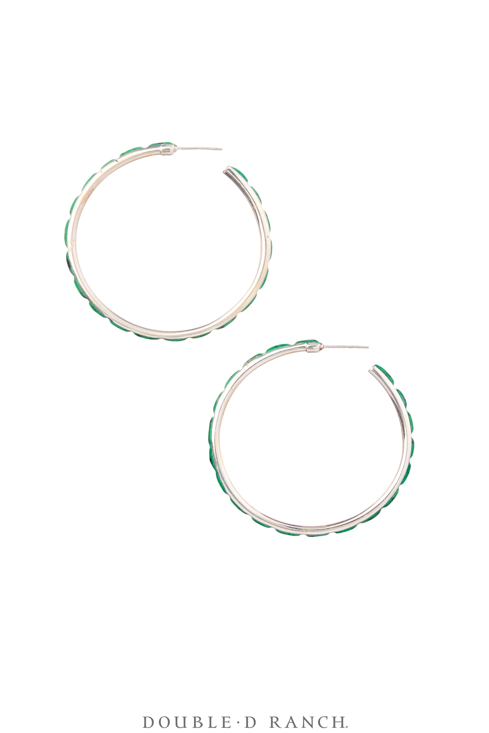 Earrings, Hoop, Large, Malachite, Contemporary, 2068