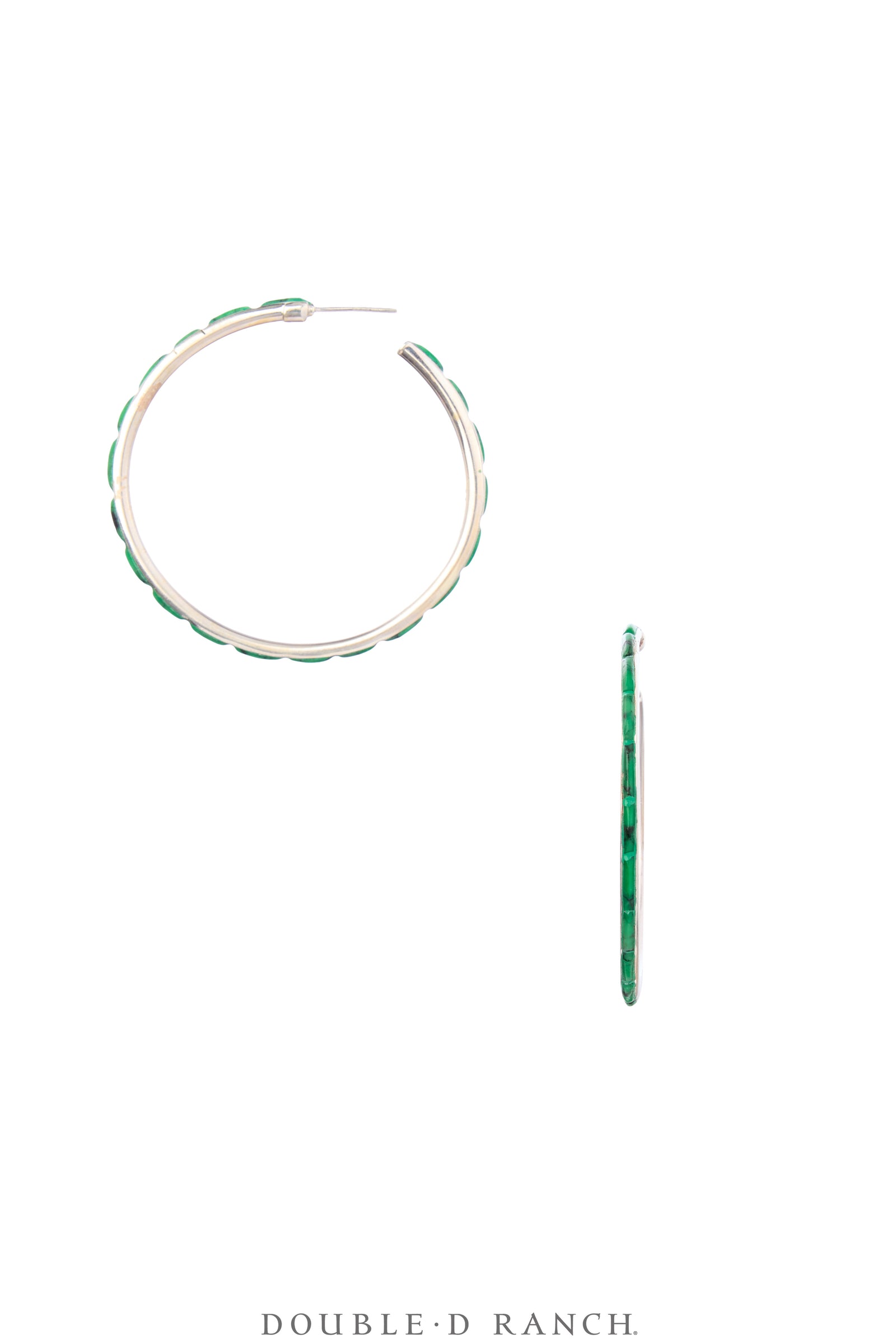 Earrings, Hoop, Large, Malachite, Contemporary, 2068