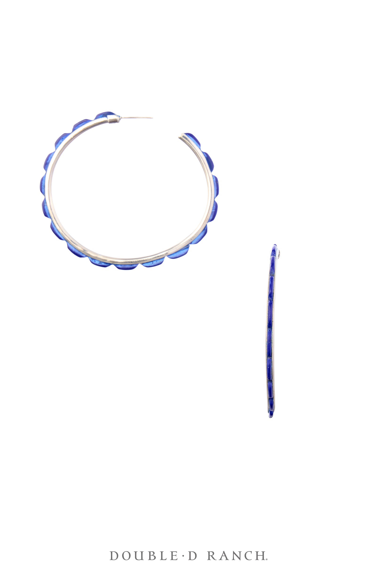 Earrings, Hoop, Large, Lapis, Contemporary, 2068