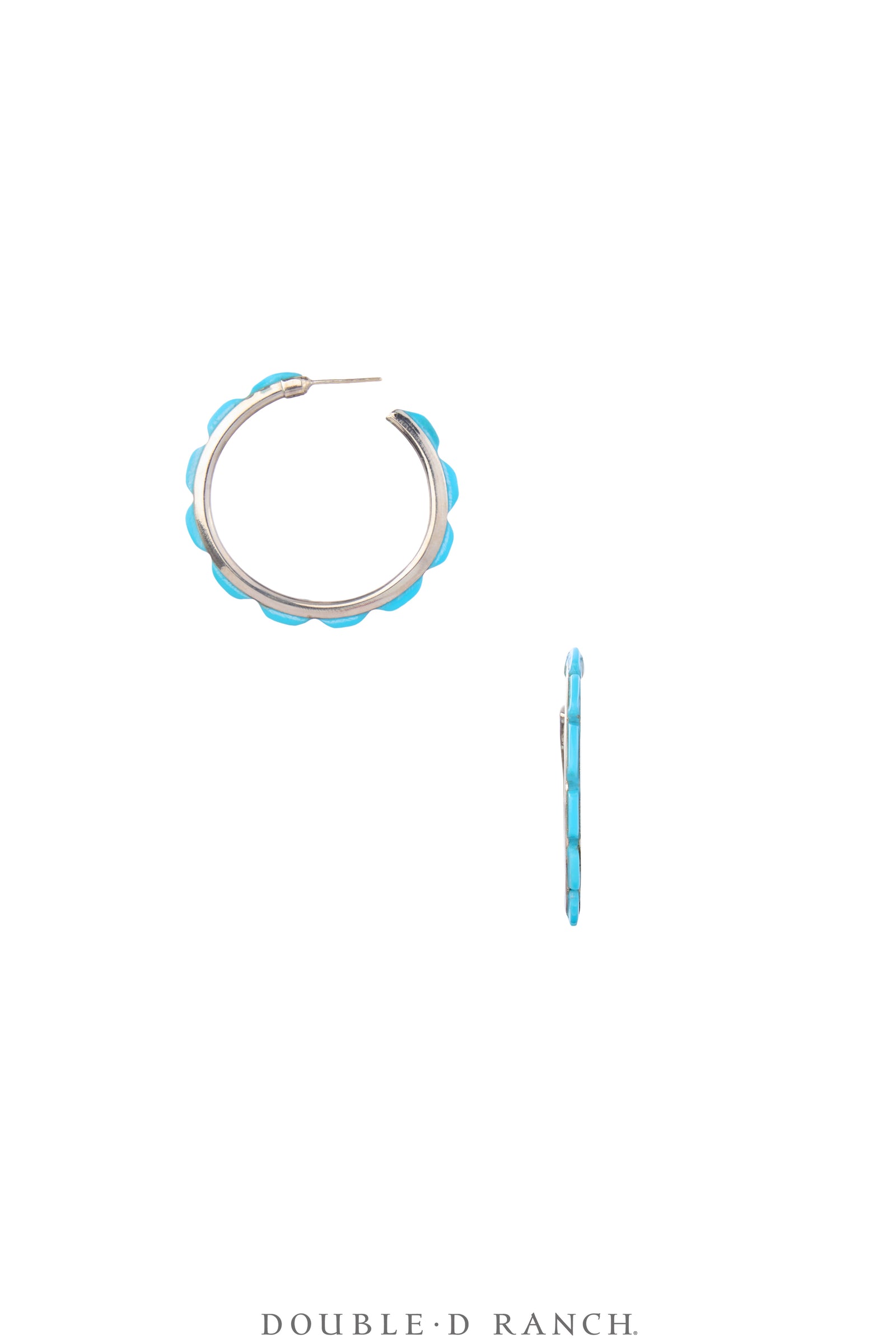 Earrings, Hoop, Small, Turquoise, Contemporary, 2070