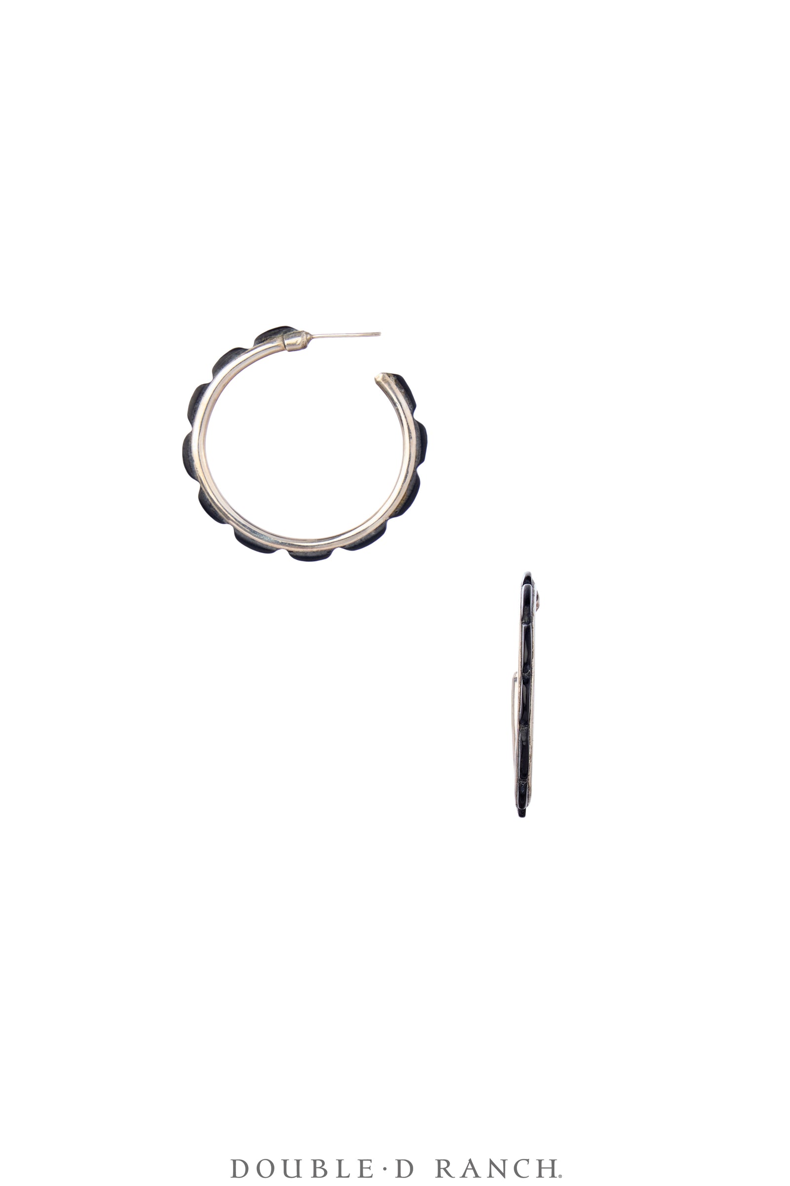 Earrings, Hoop, Small, Onyx, Contemporary, 2070