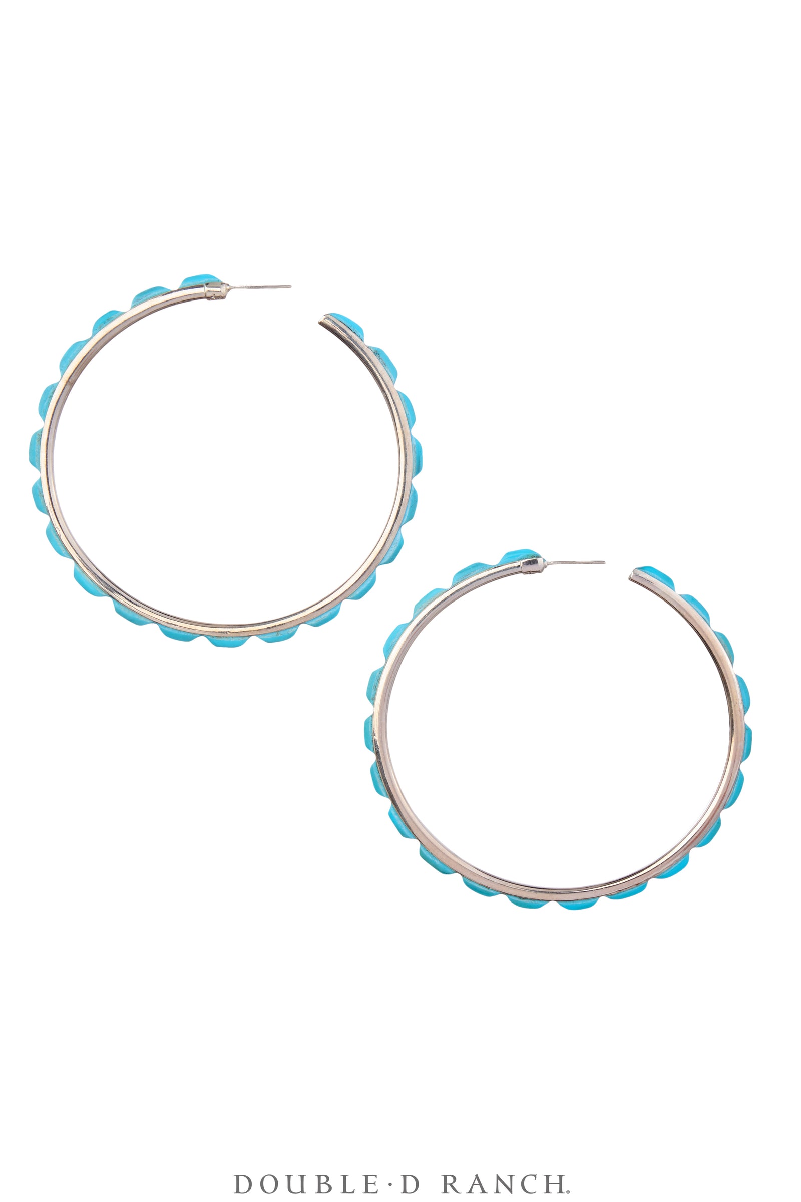 Earrings, Hoop, X-Large, Turquoise, Contemporary, 2067