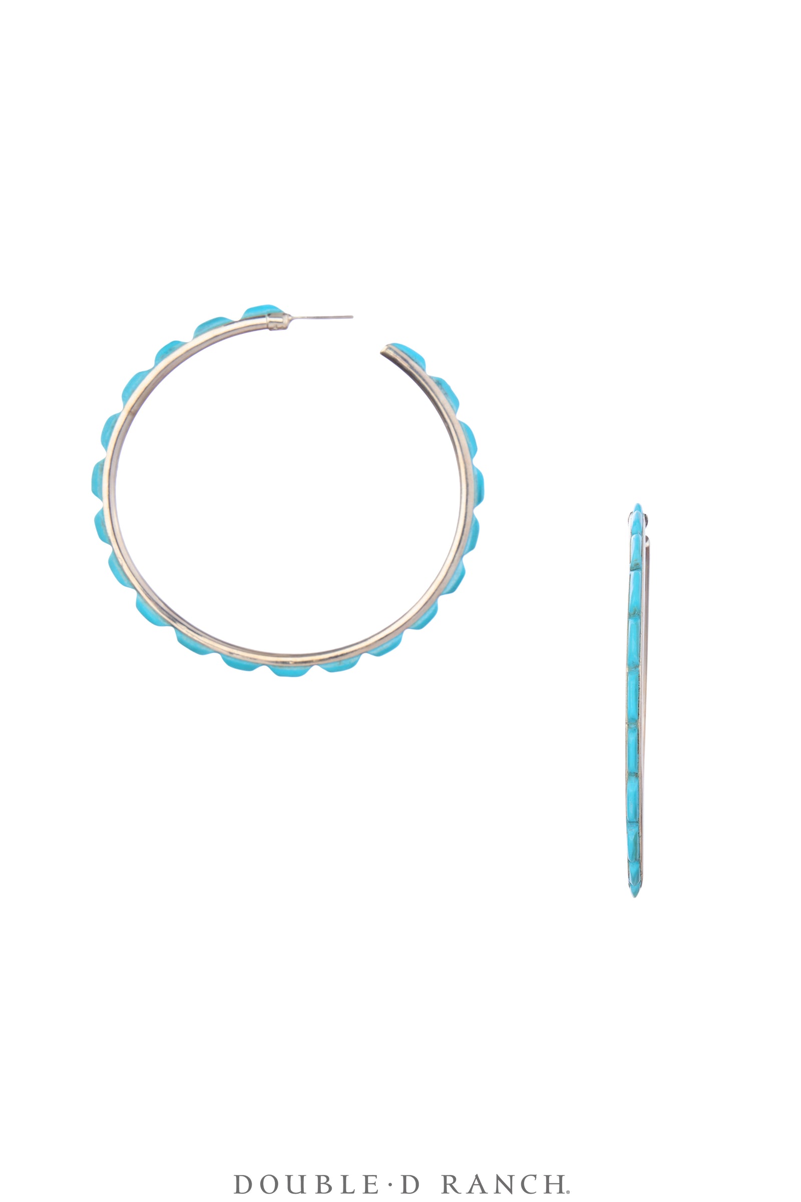 Earrings, Hoop, X-Large, Turquoise, Contemporary, 2067