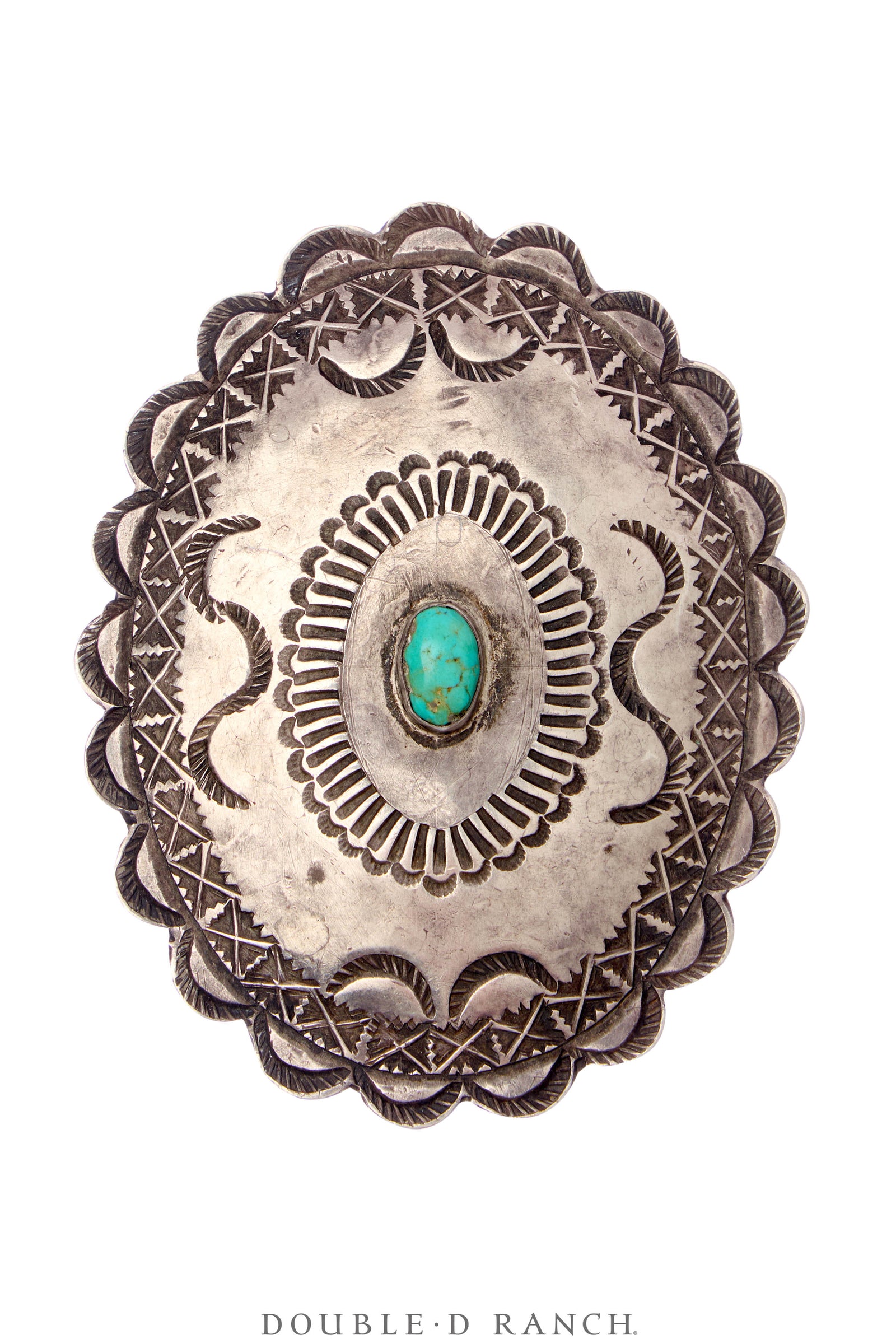 Scarf Slide, Concho, Turquoise, 3rd Phase, Upcycled, Vintage, 1217