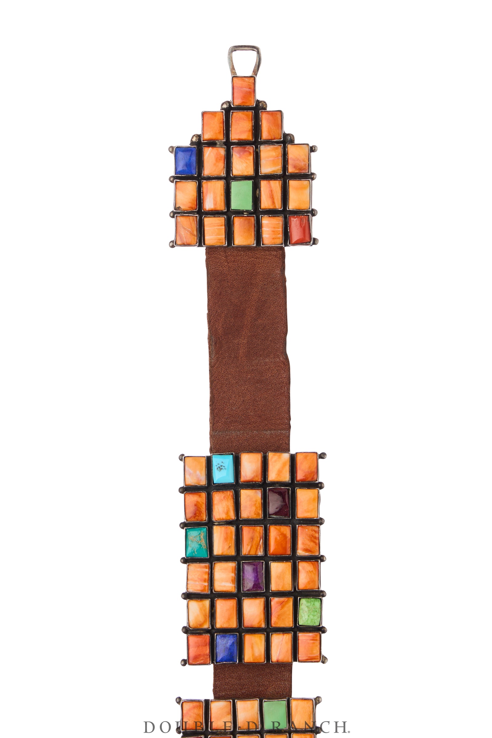 Belt, A Vintage, Concho, Spiny Oyster & Mixed Stones, Front Closure, Vintage, ‘80s, 781