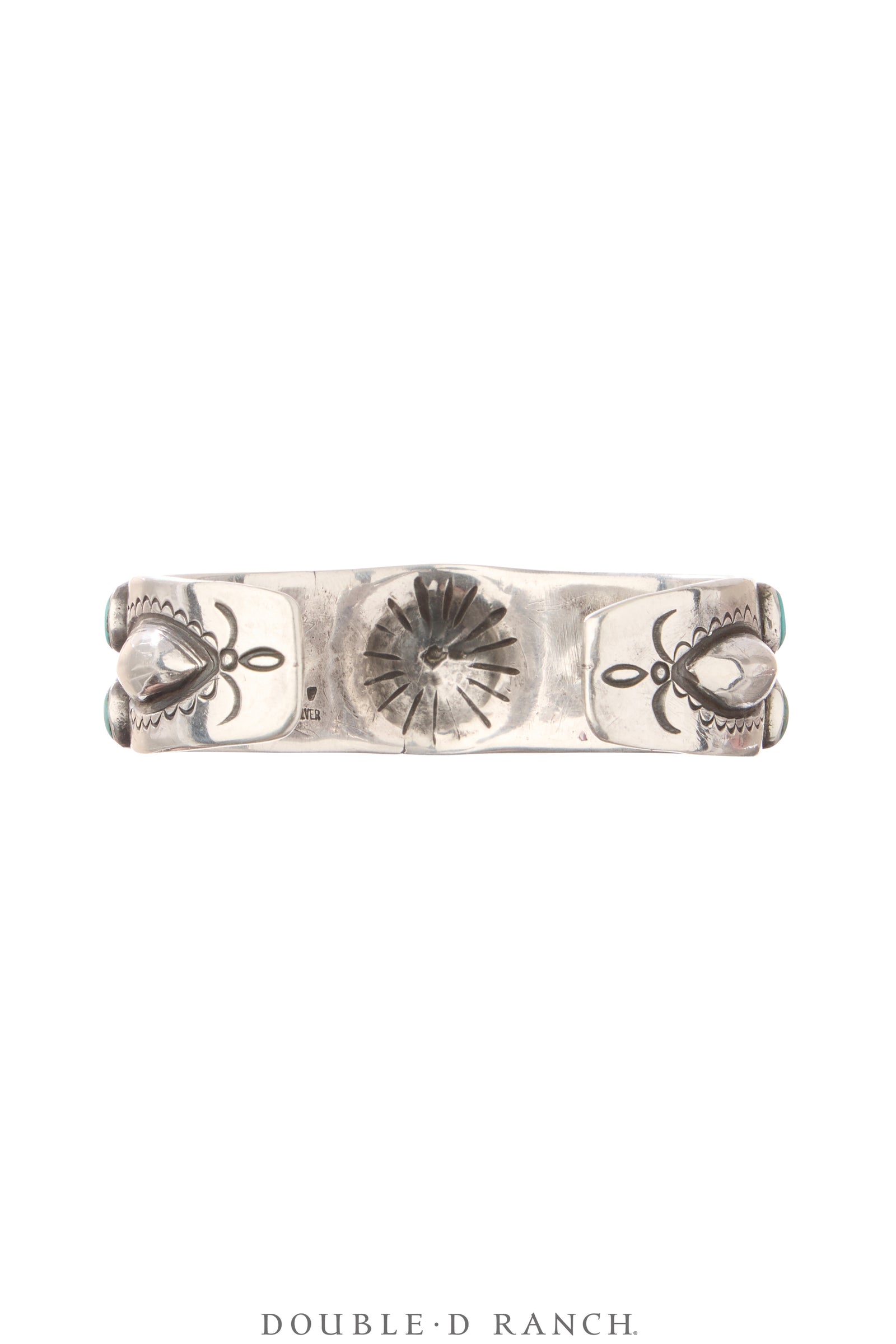 Cuff, Stampwork, Silver, Turquoise, Hallmark, Contemporary, 3989