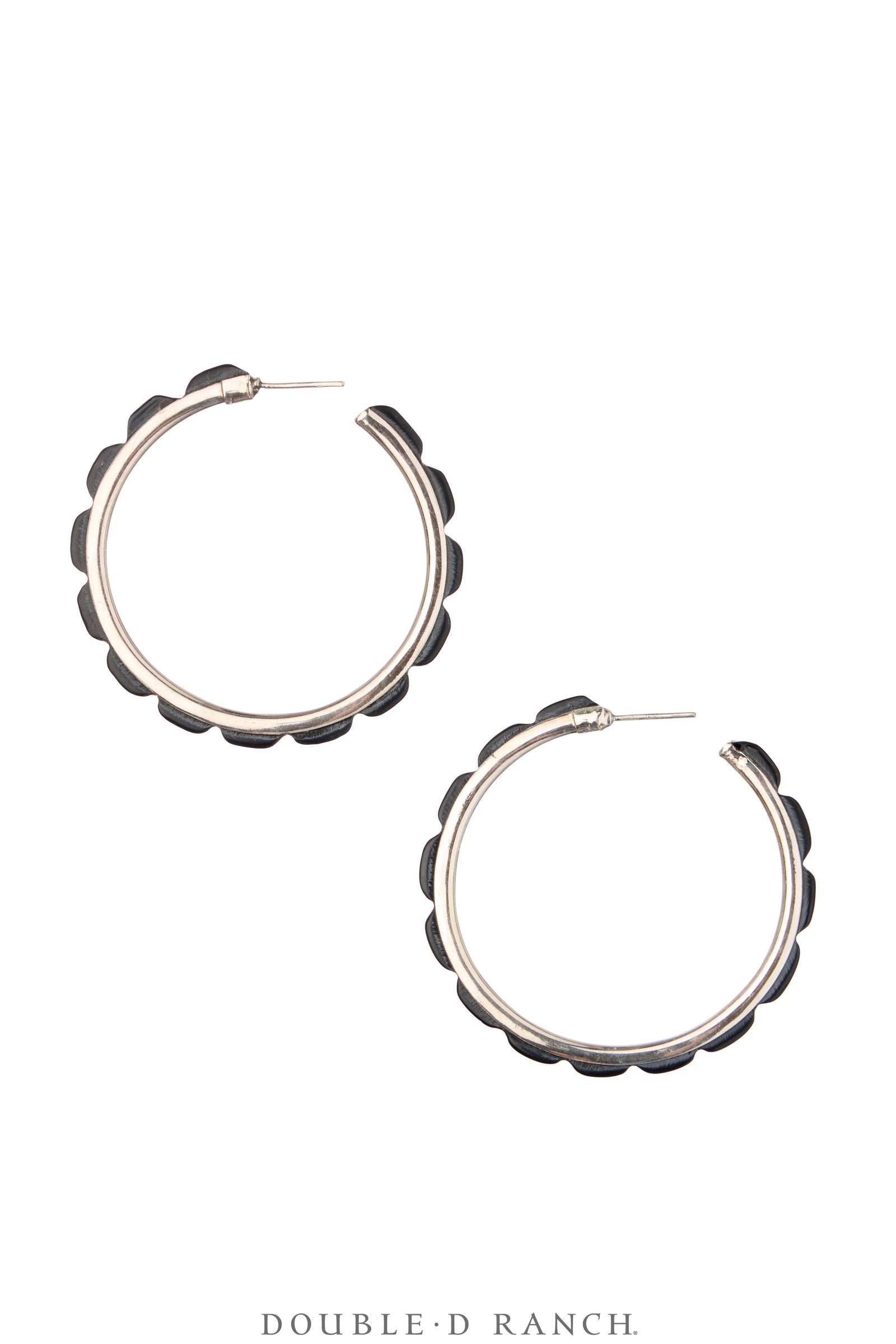 Earrings, Hoop, Medium, Onyx, Contemporary, 2069