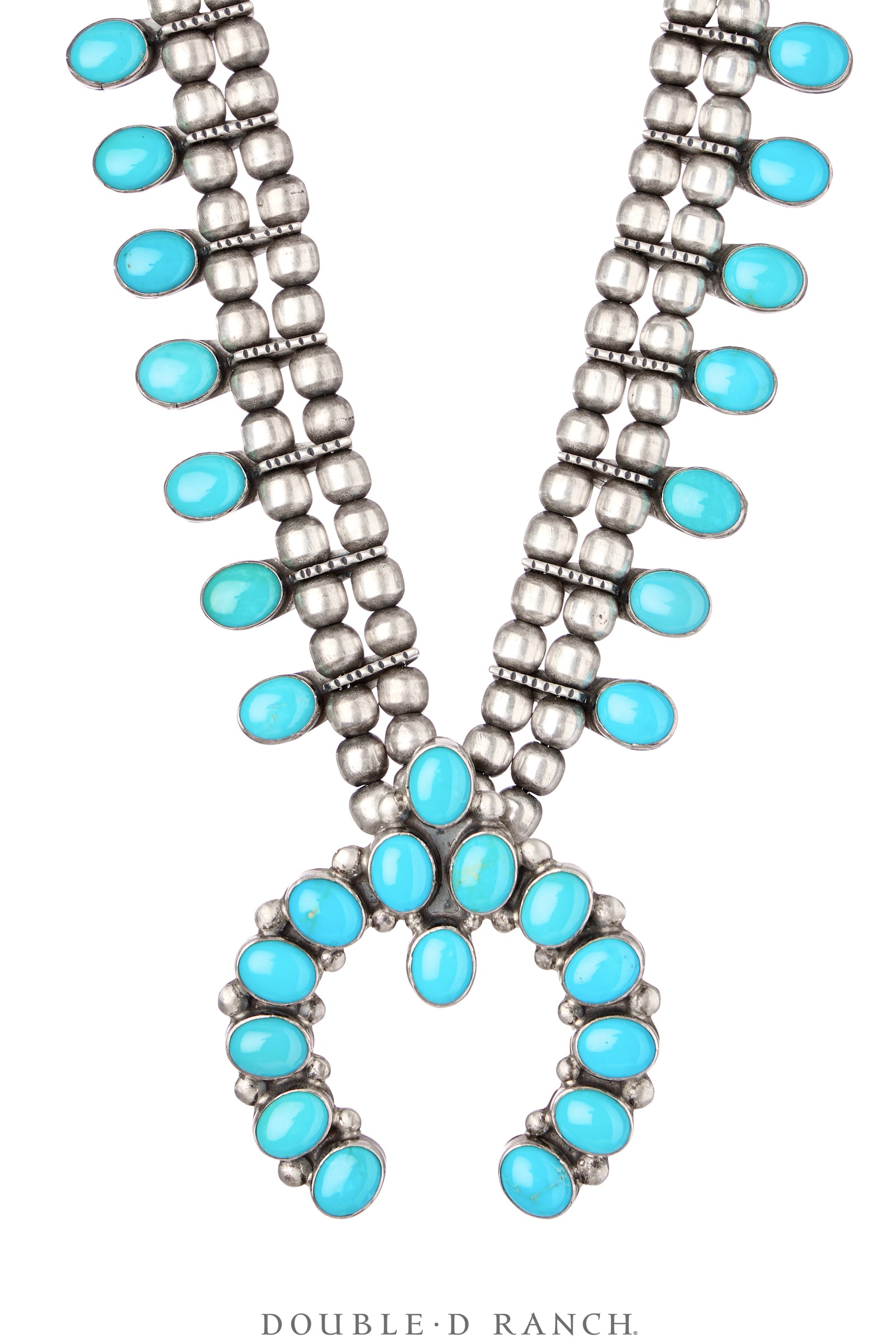 Necklace, Squash Blossom, Turquoise, Beautifully Matched Stones, Don Lucas, Vintage ‘21, 3630