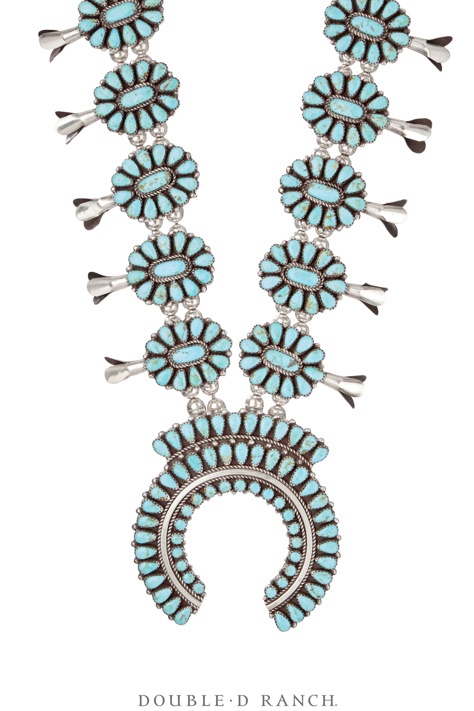 Necklace, Squash Blossom, Turquoise, Cluster, Ondelacy Attribution, Vintage, 3631