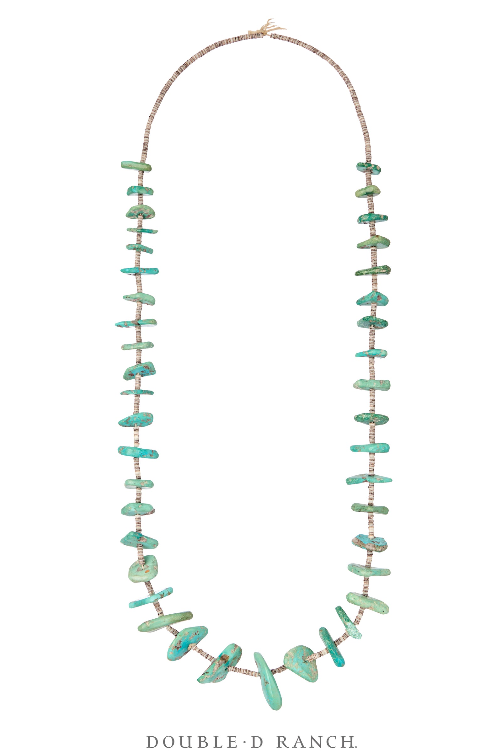 Necklace, Natural Stone, Turquoise With Olive Shell Heishi, Tab, Park Avenue Estate, Vintage, 3639