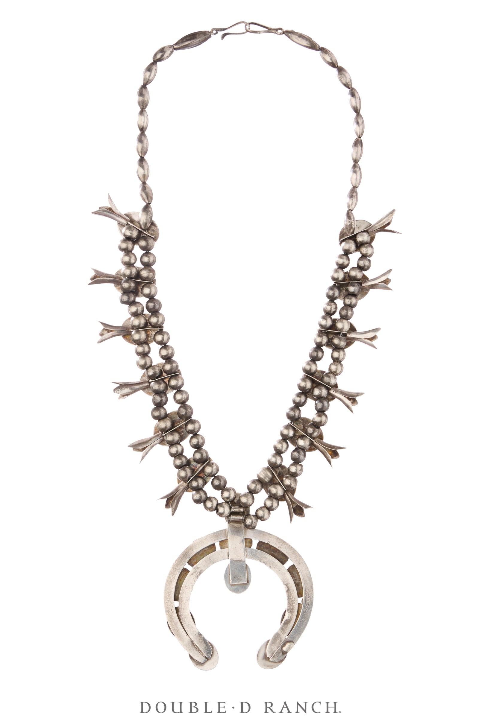 Necklace, Squash Blossom, Turquoise, Inlay, Rare, Vintage 40-50s, 3626