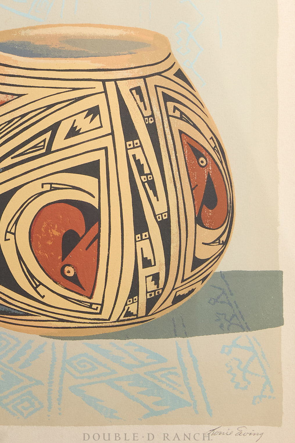 Art, Silkscreen Prints, "Masterpieces of Primitive American Art," Second Seriers by WPA Artist Louie Ewing, Signed, Vintage 1944, 1189