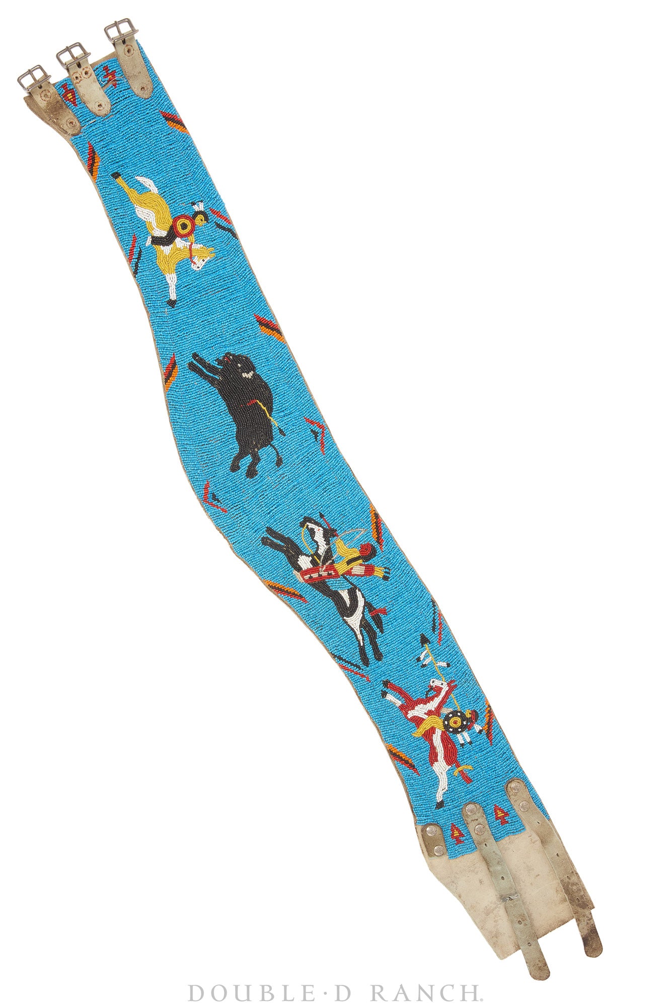 Belt, A Vintage, Bronc, Beaded, Pictorial of Buffalo Hunt, Plains, Vintage 1920s, 1221