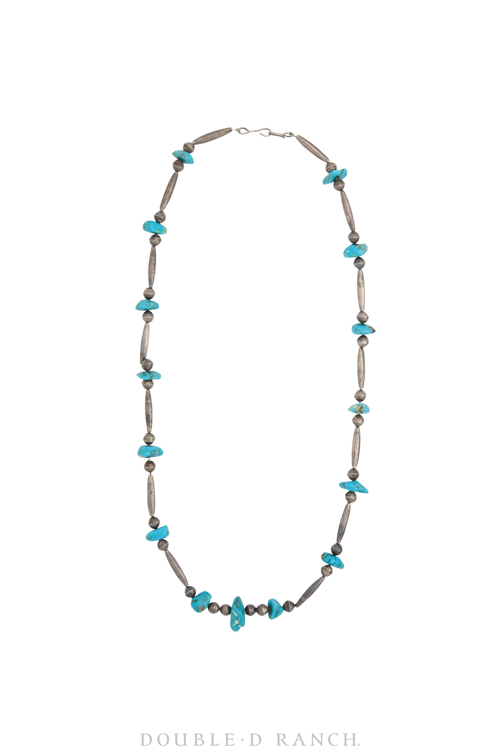 Necklace, Desert Pearls With Turquoise, 6mm Round With Torpedos, Vintage 27", 3249