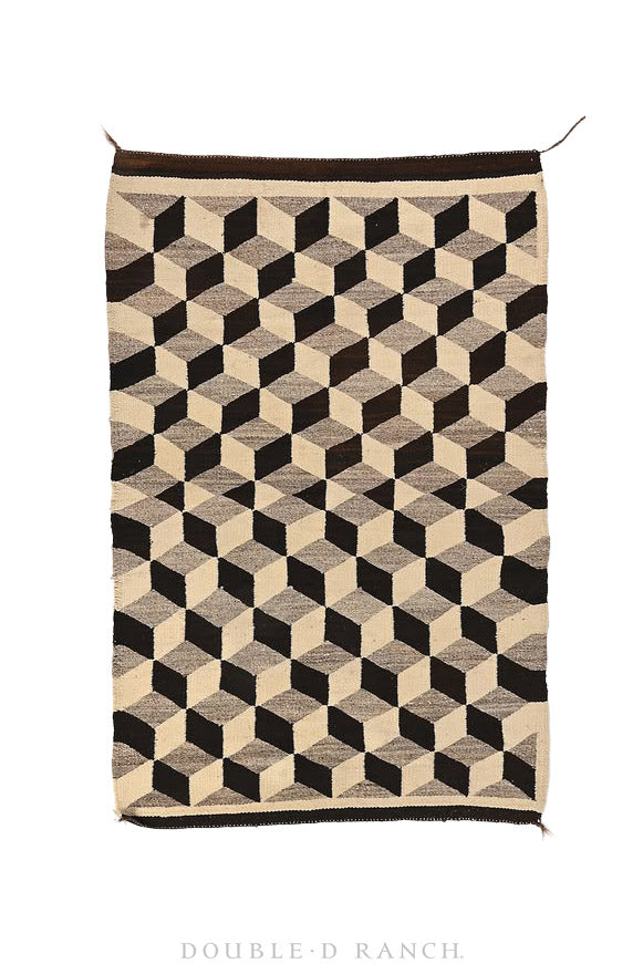 Home, Textile, Rug, Navajo, Geometric Optic, Vintage 60" x 40", 206