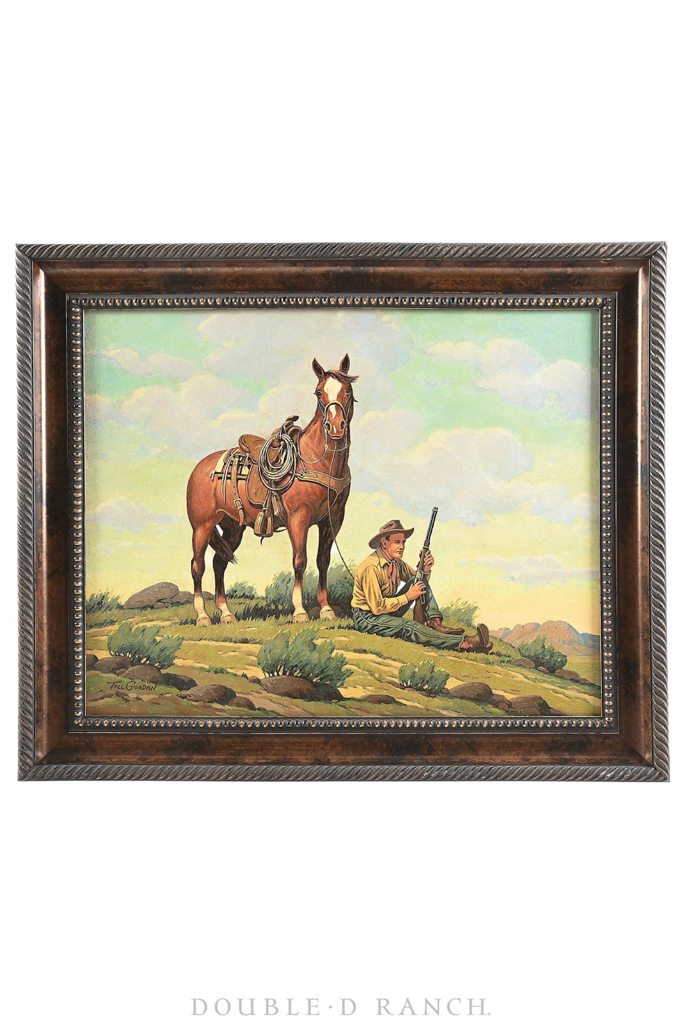 Art, Oil On Canvas, "The Protector," Till Goodan, Rare, Mid Century, 1354