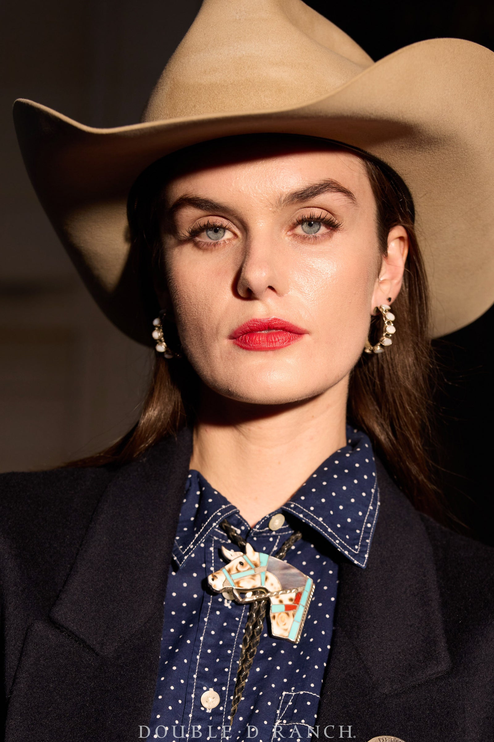 Belt & Bolo Set, Inlay, Multi Stone, Horse Profile, Appalossa, Lincoln & Helen Zunie Hallmark, Vintage, 1771