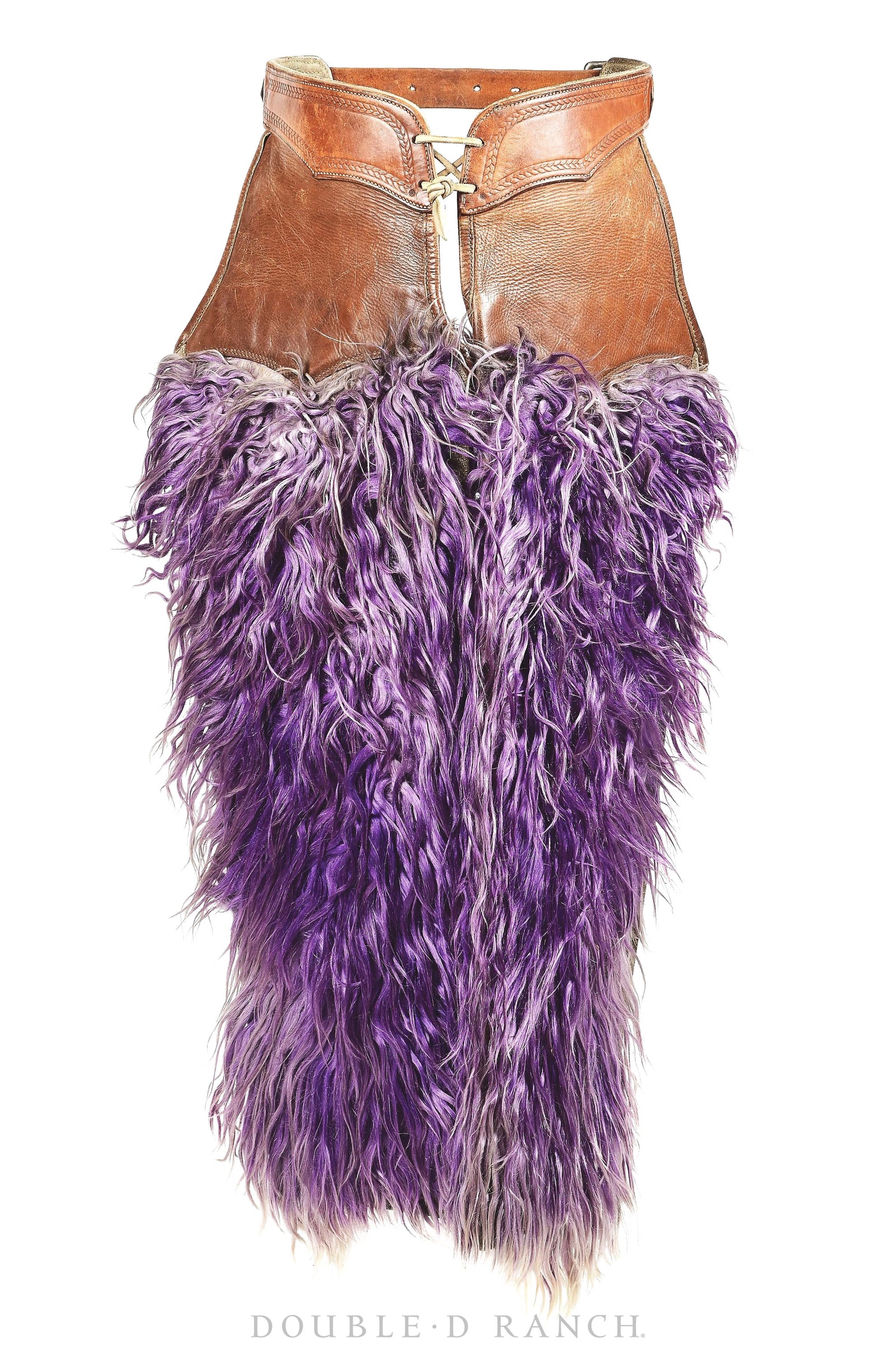 Chaps, Woolies, Purple Angora, C. P. Shipley, Handtooled Leather, Vintage, ‘20s, Provenance, 879