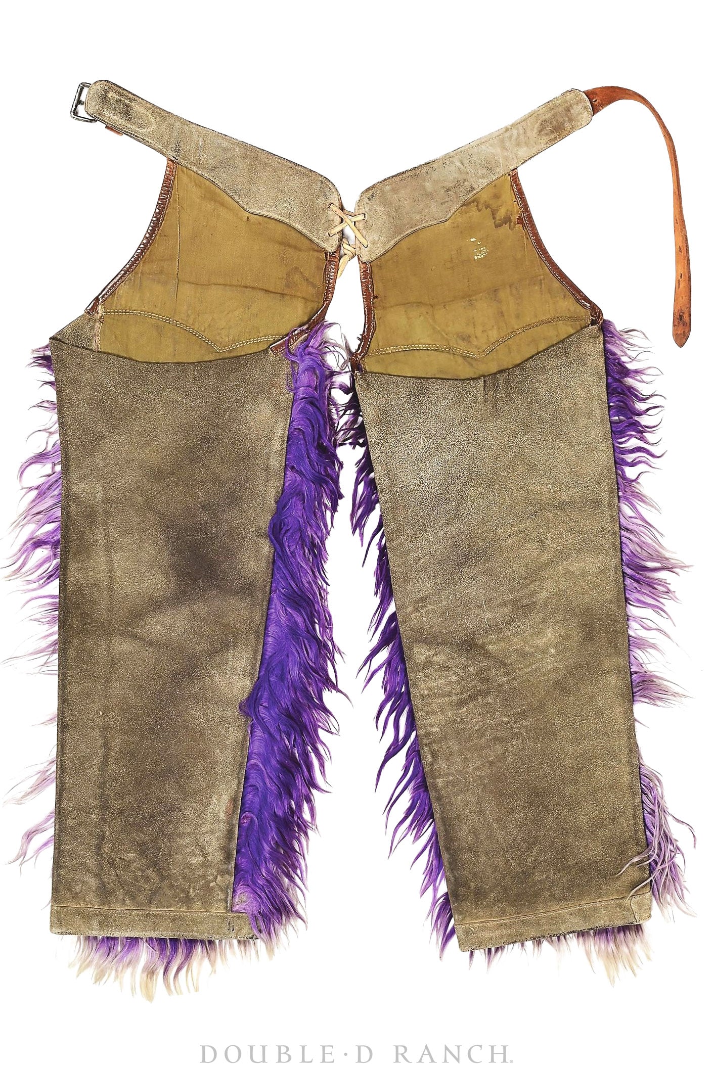 Chaps, Woolies, Purple Angora, C. P. Shipley, Handtooled Leather, Vintage, ‘20s, Provenance, 879