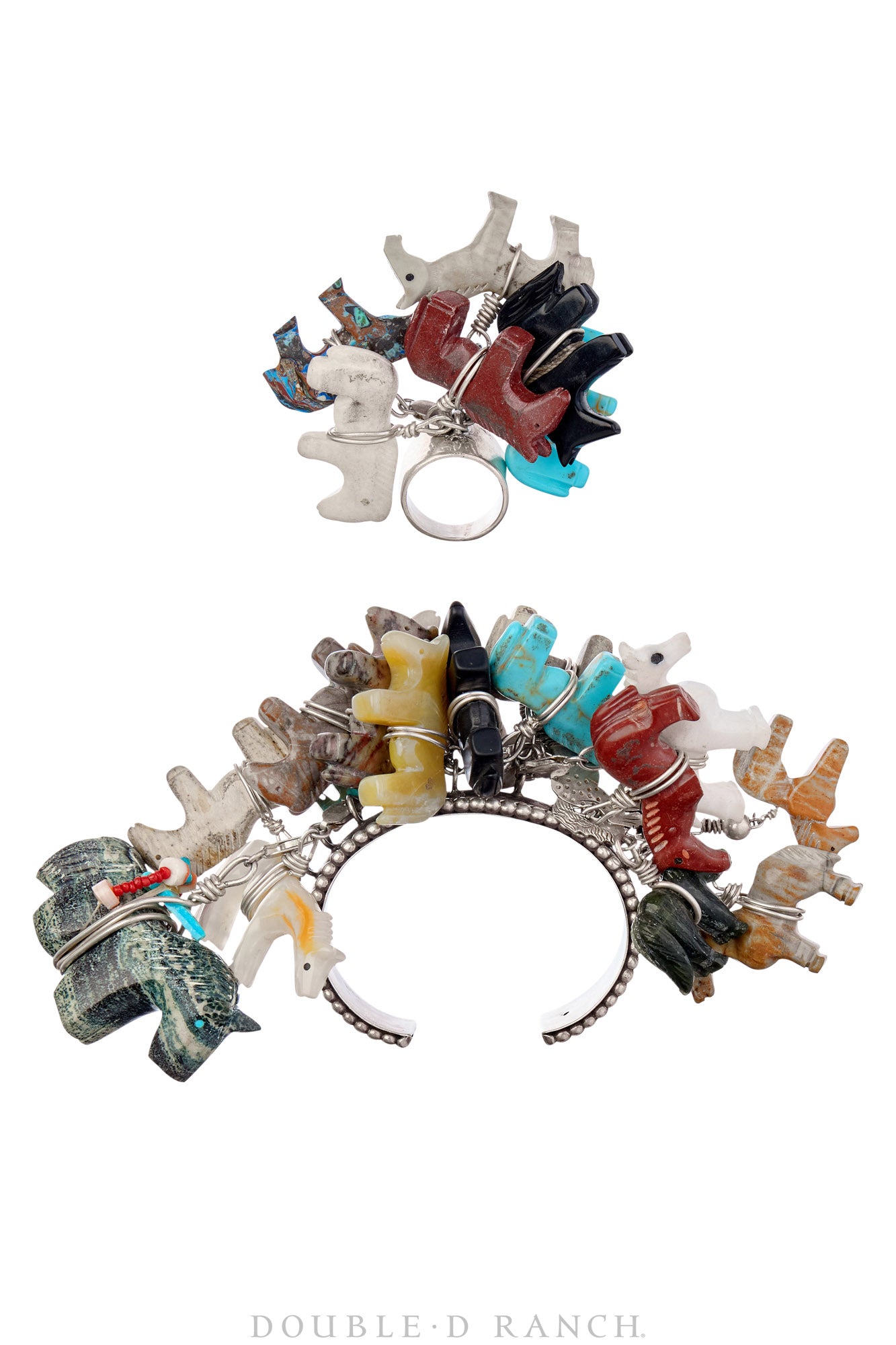 Cuff & Ring, Novelty, Mixed Stones, Fetishes, Hallmark, Contemporary, 3923