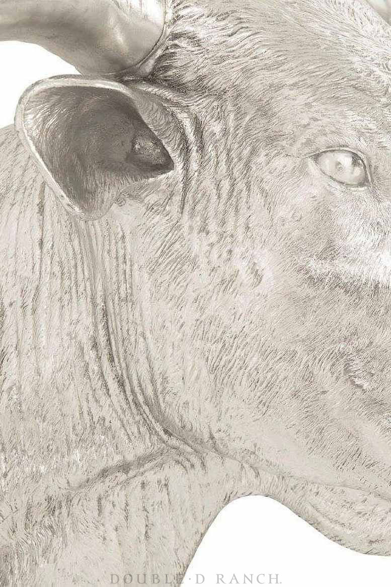 Art, Sculpture, Longhorn, Silver Leaf, Vintage, 1320