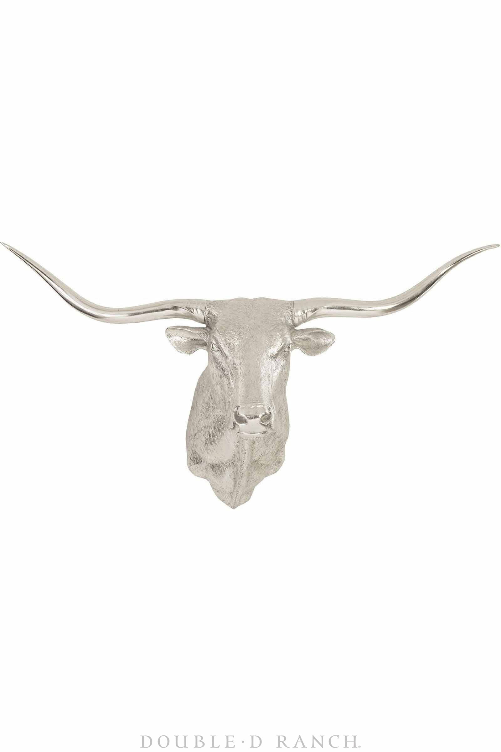 Art, Sculpture, Longhorn, Silver Leaf, Vintage, 1320